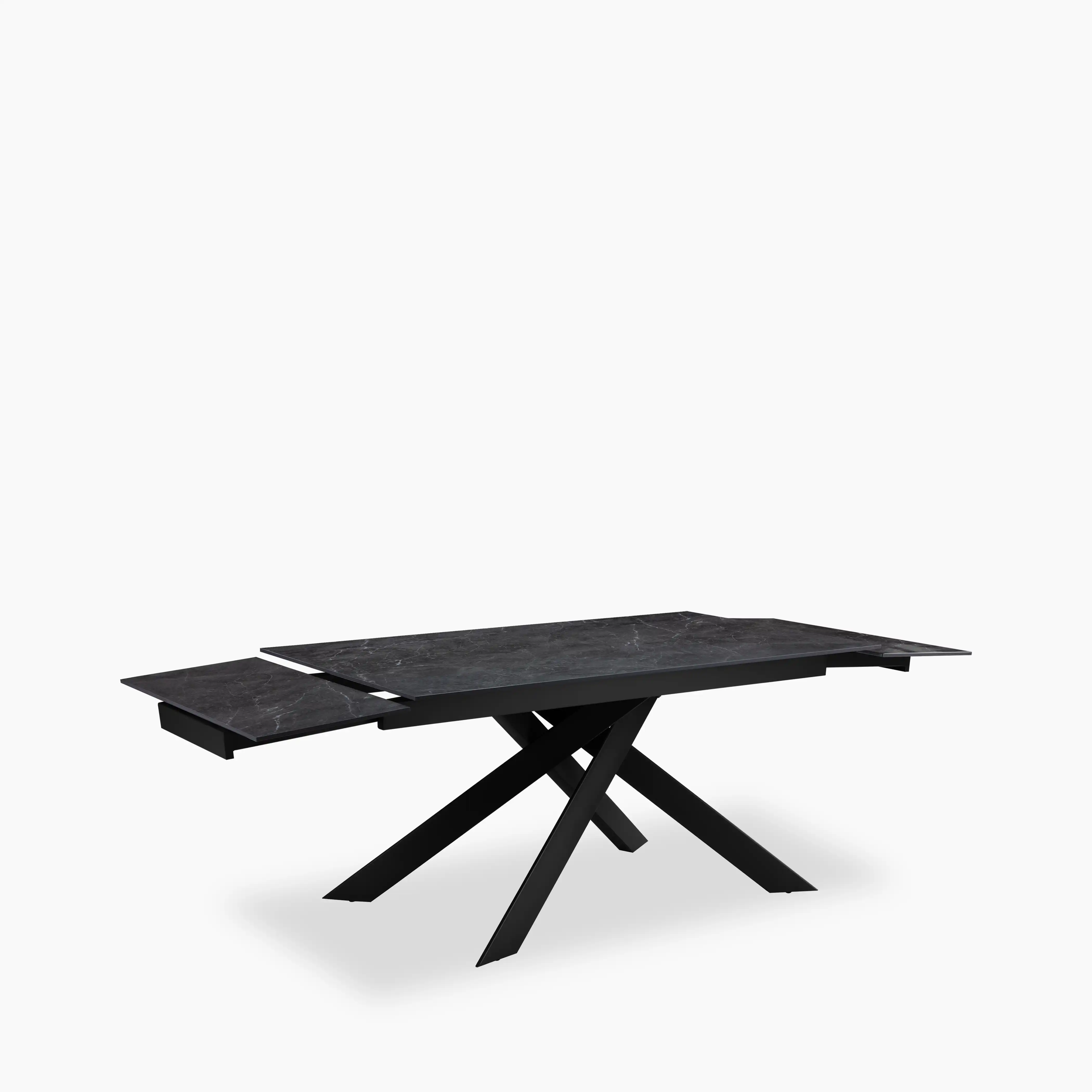 Adele 6-10 Seat Rectangle Extendable Dining Table | Grey Sintered Stone & Dark Grey - Image 4
