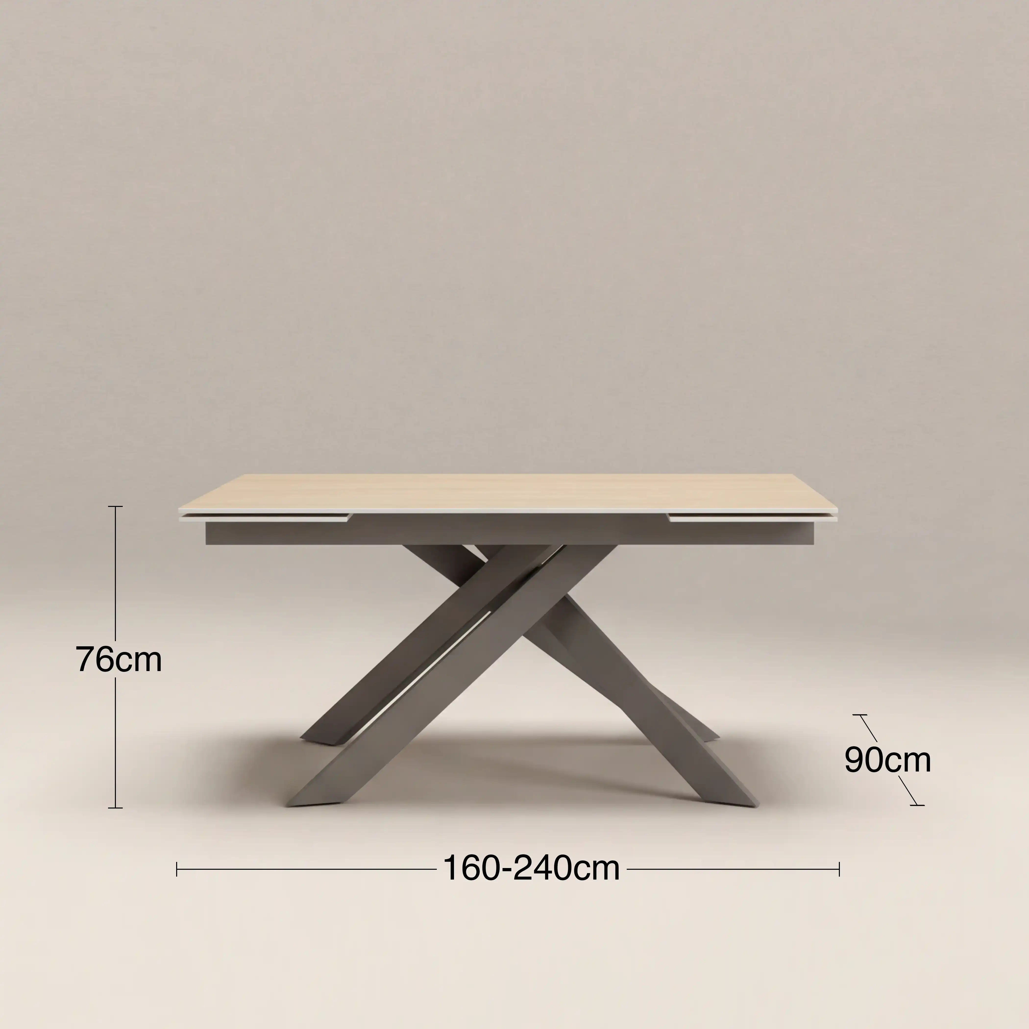 Adele 6-10 Seat Rectangle Extendable Dining Table | Natural Travertine Effect Sintered Stone & Latte - Image 6