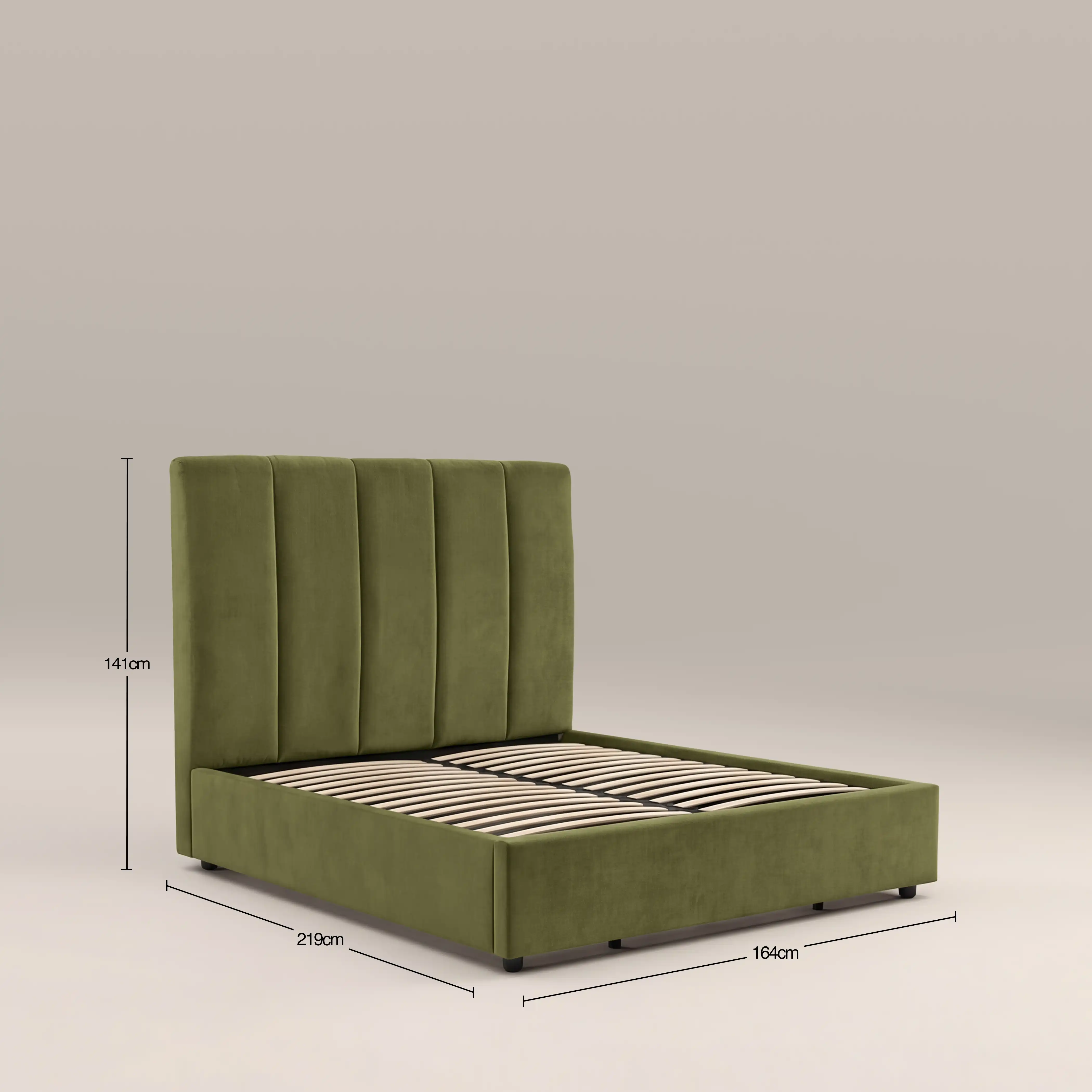 Aela Storage Ottoman King Bed | Olive Green - Image 5
