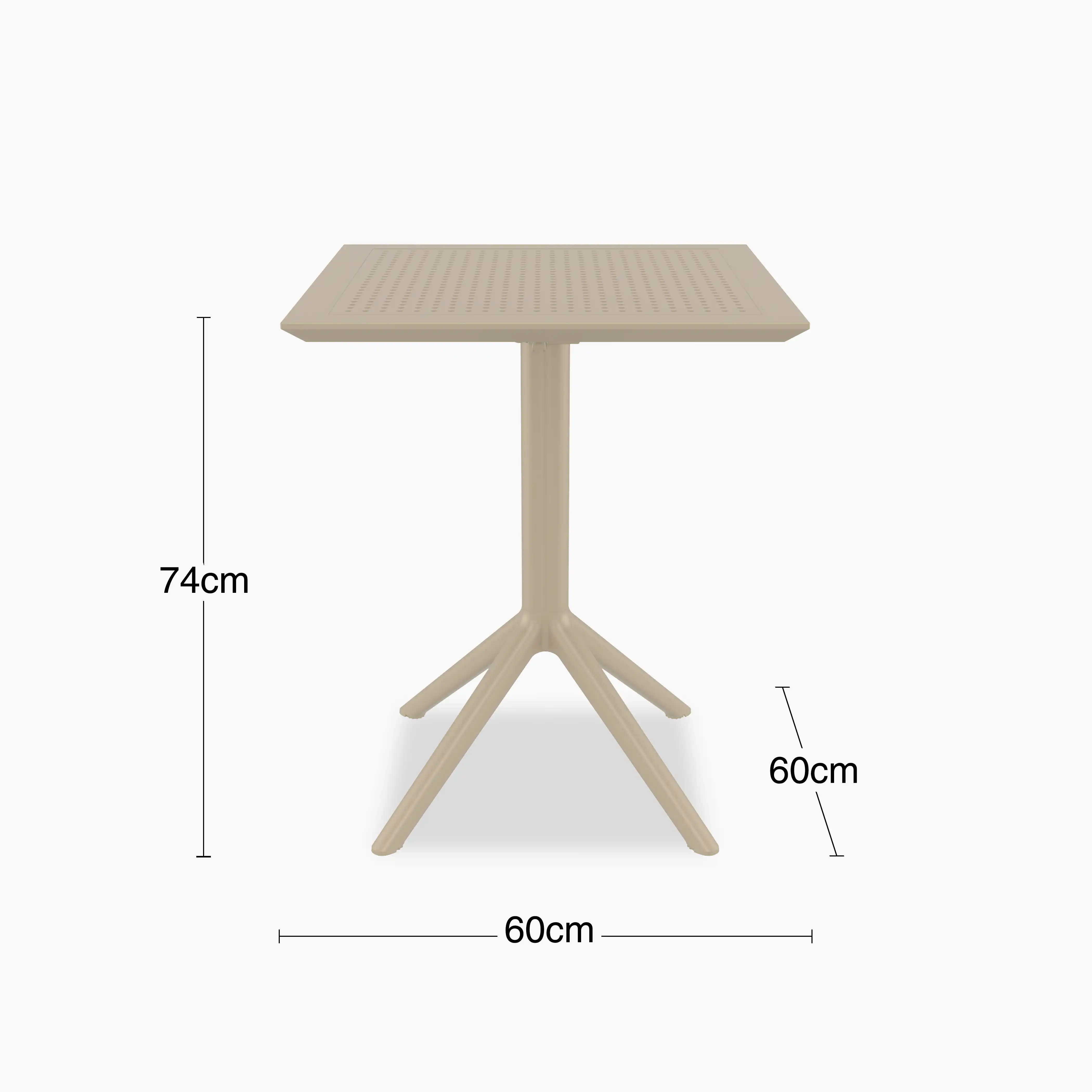 Aiden 4 Seat Square Folding Cafe Table | Taupe - Image 6