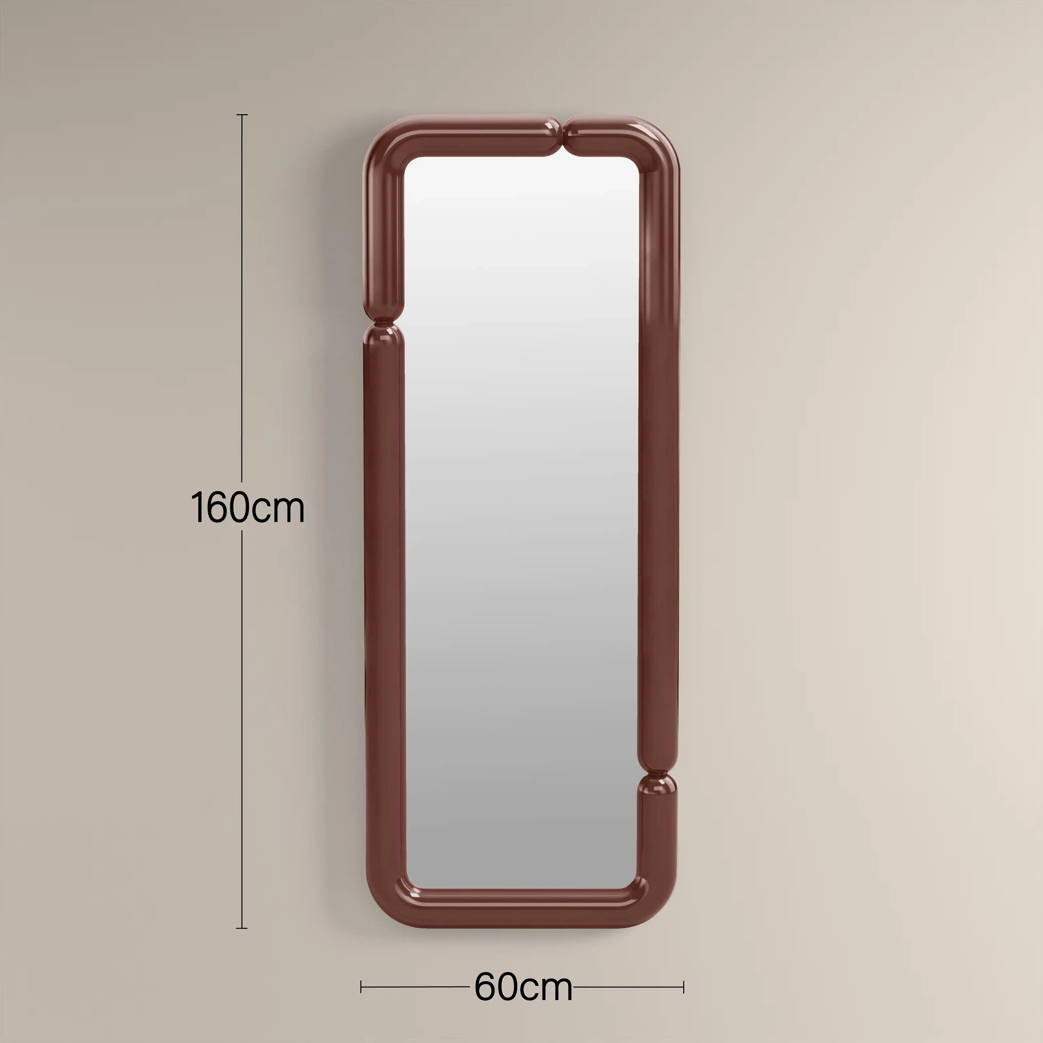 Alana Rectangle Full Length Mirror, 160 x 60 cm |  High Gloss Burgundy - Image 4