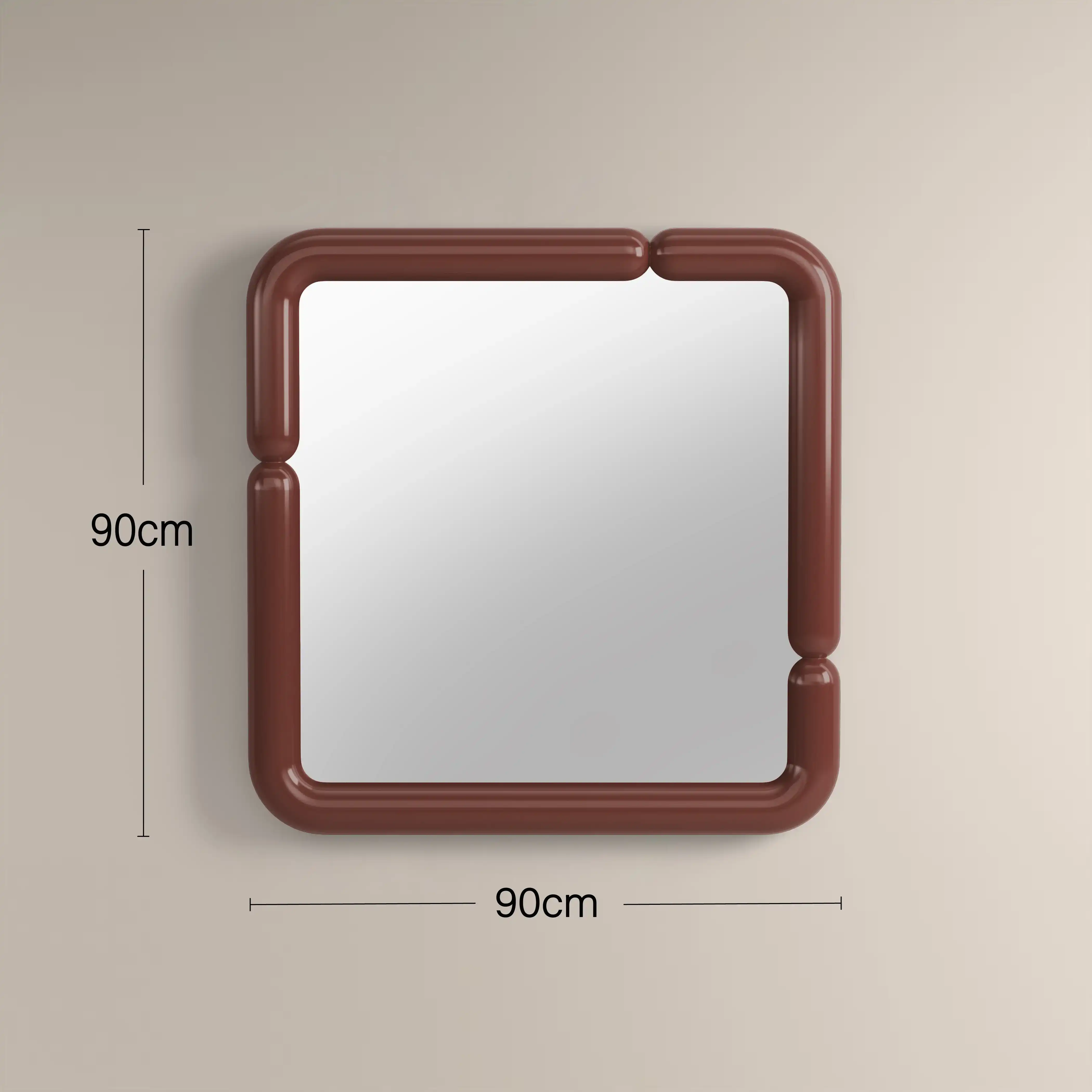 Alana Square Wall Mirror, 90 cm |  High Gloss Burgundy - Image 3