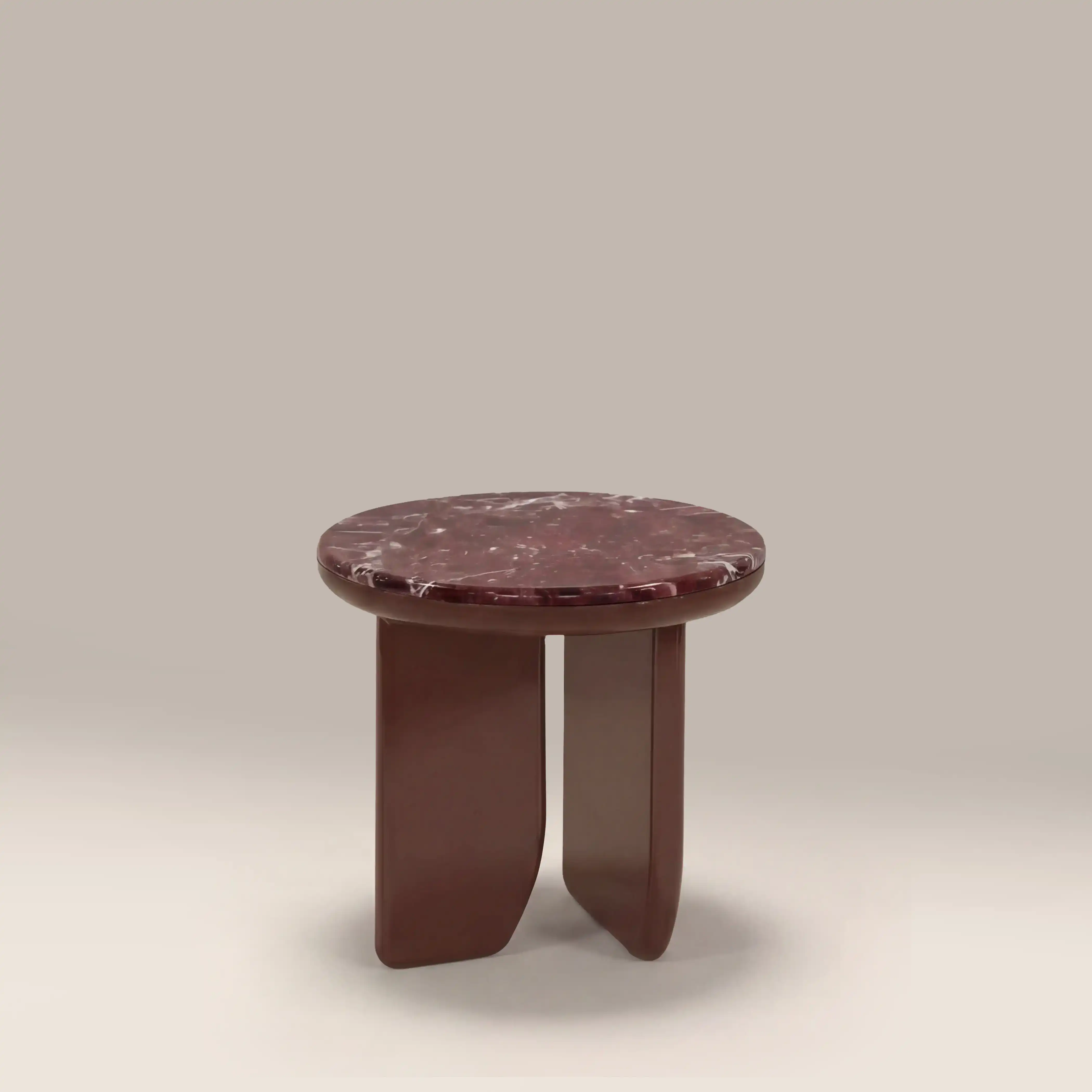 Aliza Round Side Table | Maroon Red Marble & High Gloss Burgundy - Image 2