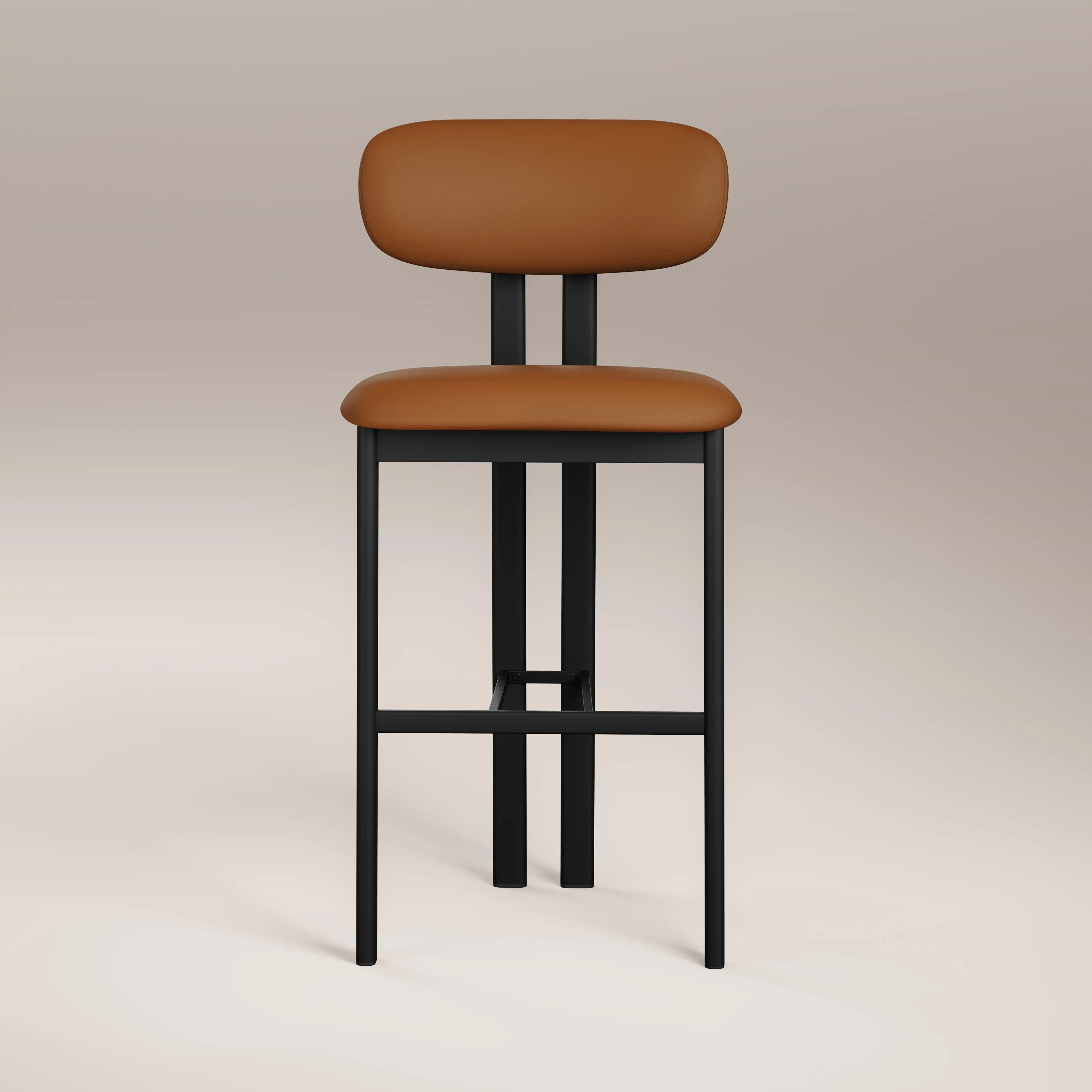 Arbor Bar Stool | Tuscan Tan Faux Leather & Black - Image 2