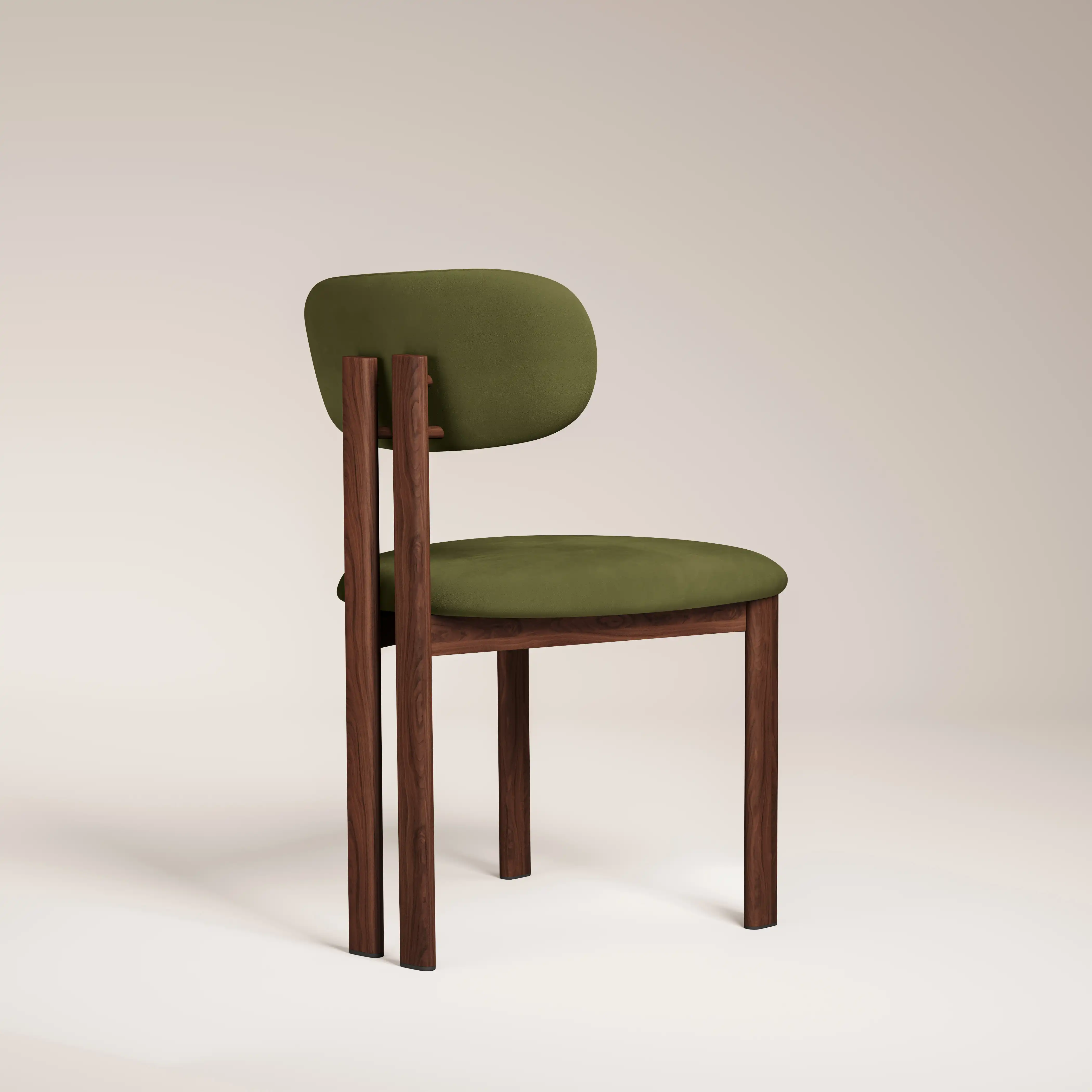 Arbor Dining Chair | Olive Green Sustainable Velvet & Walnut - Image 6