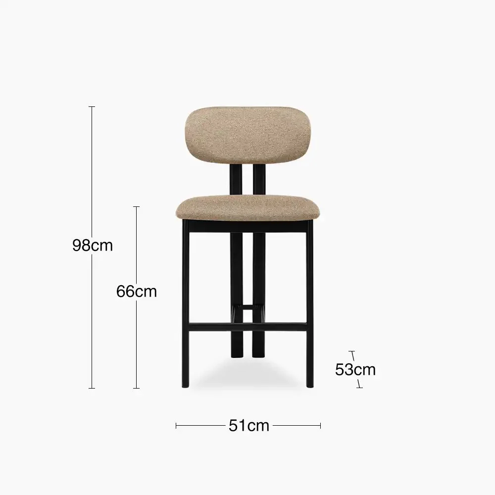 Arbor Kitchen Stool | Latte Sustainable Fabric & Black - Image 7