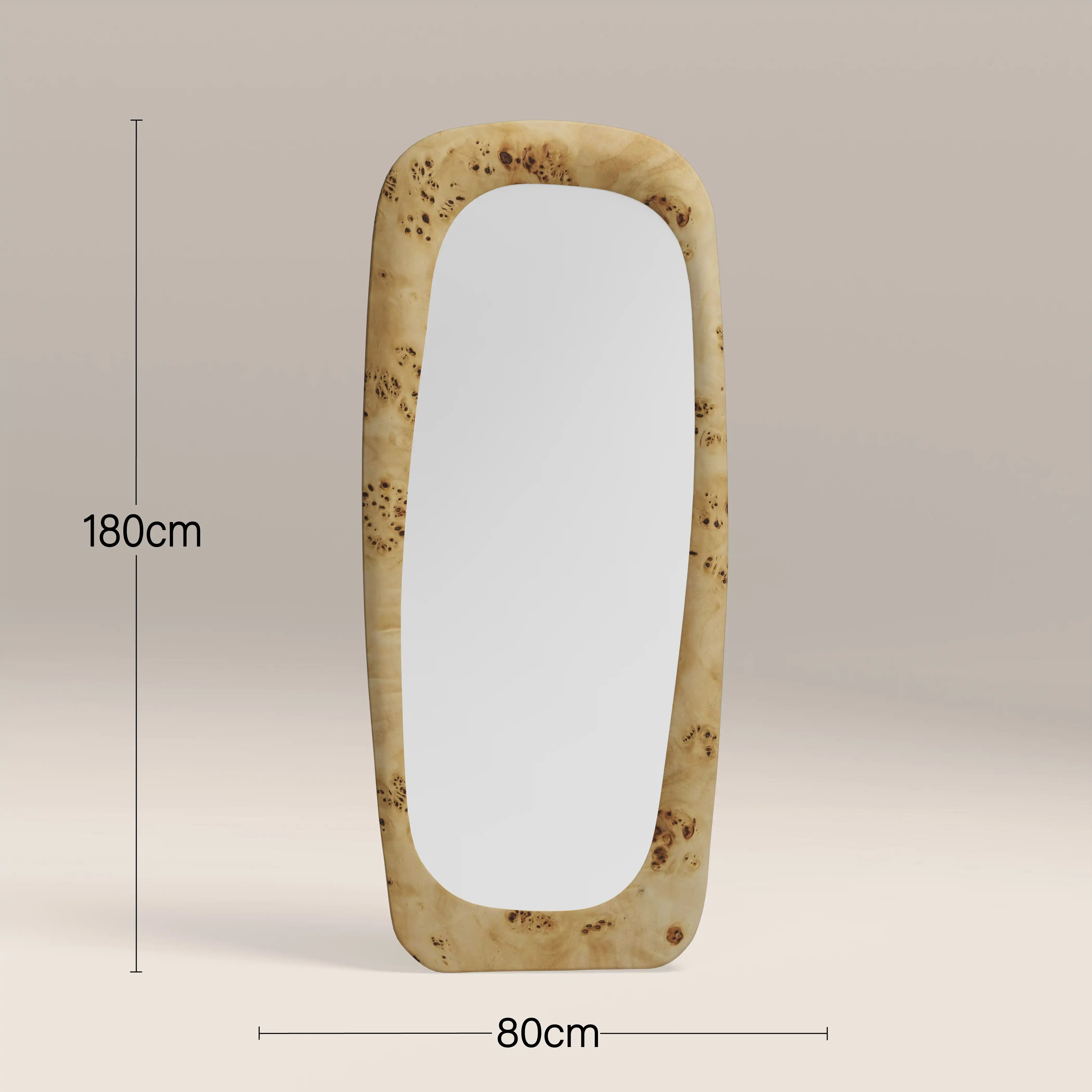 Arco Rectangle Full Length Mirror, 180 x 80 cm | Natural Burl Wood - Image 4
