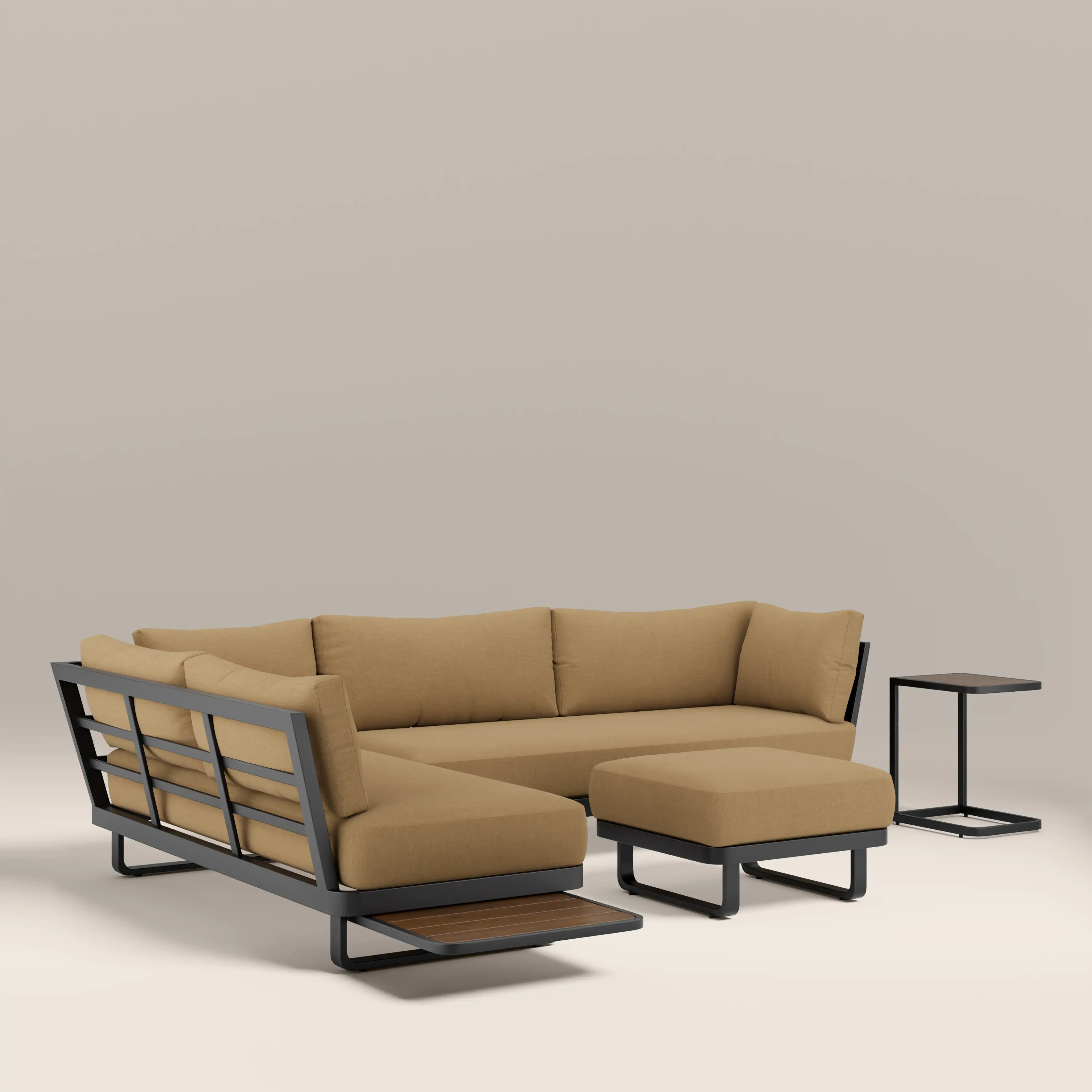 Arco Garden Corner Sofa Set | Beige & Charcoal Black - Image 4