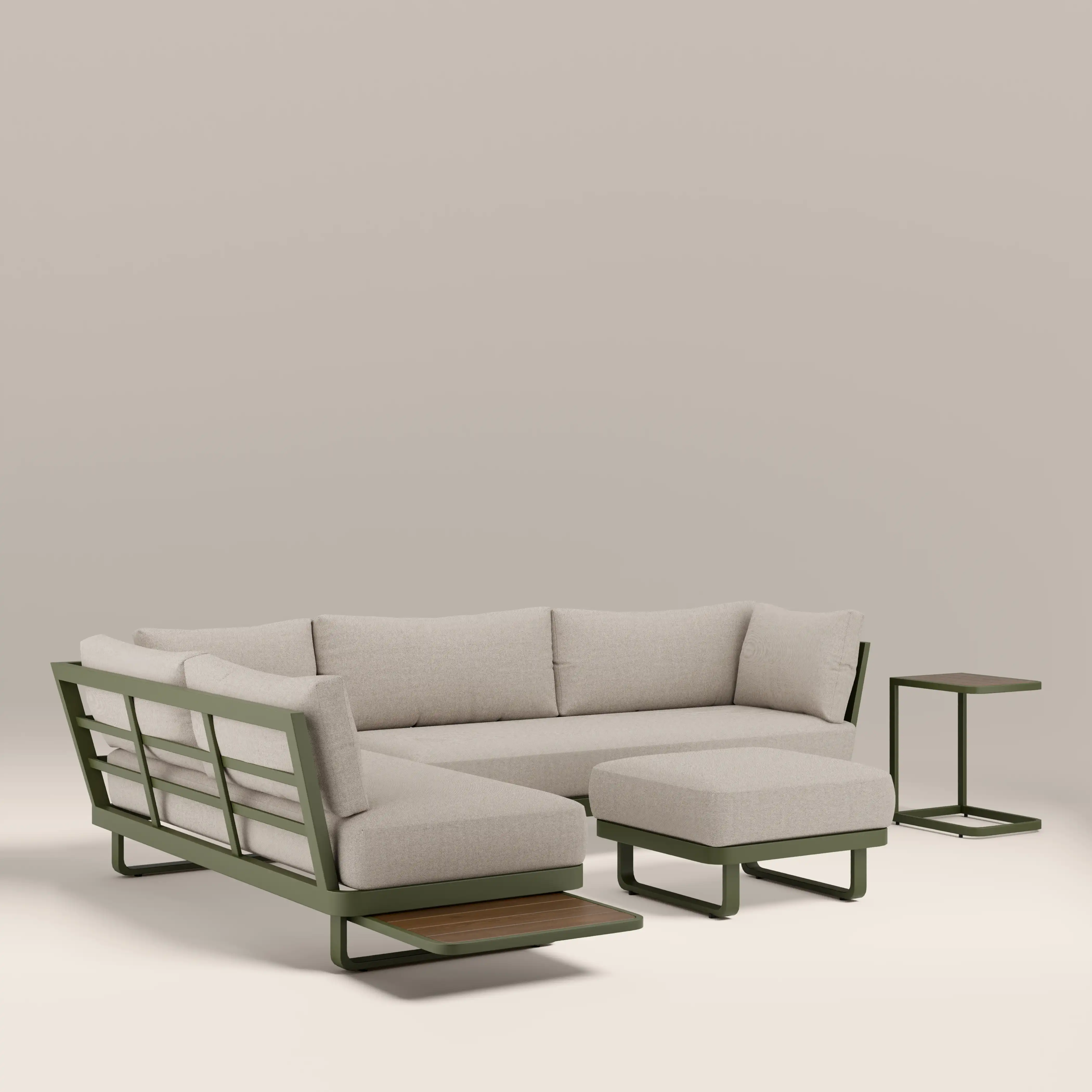 Arco Garden Corner Sofa Set | Cream & Moss Green - Image 4