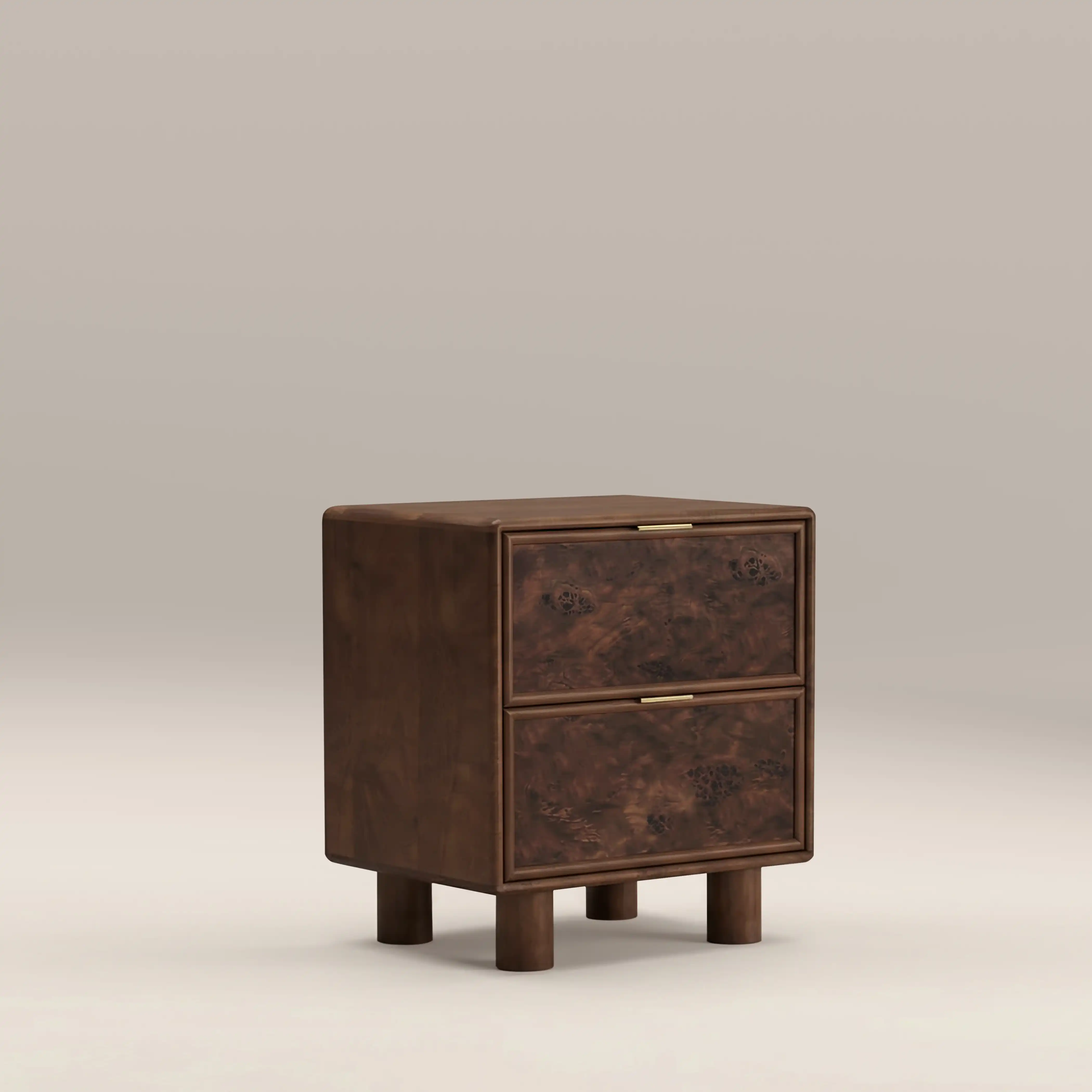 Arden 2 Drawer Wooden Bedside Table | Walnut Burl Wood - Image 5