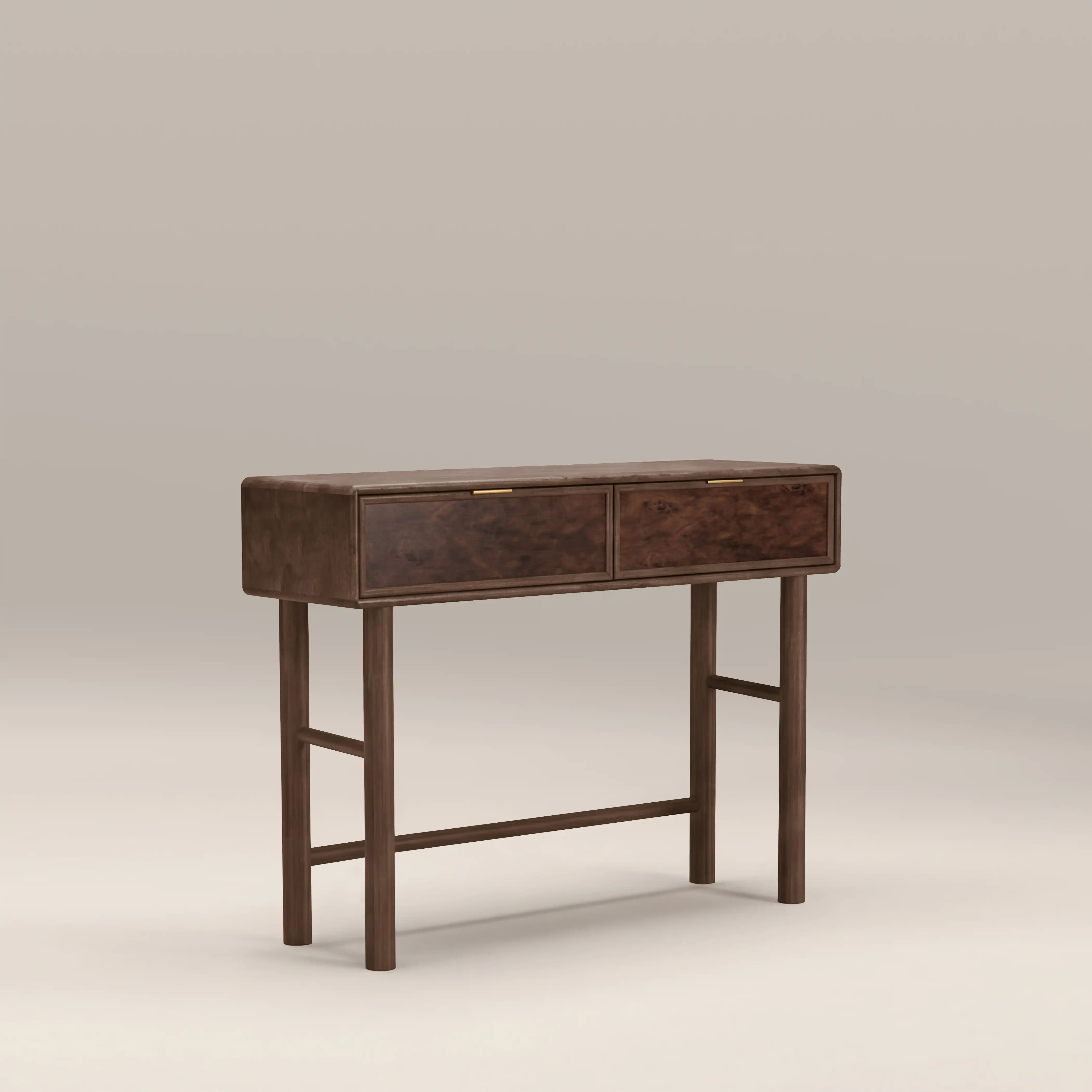 Arden 2 Drawer Wooden Console Table | Walnut Burl Wood - Image 4