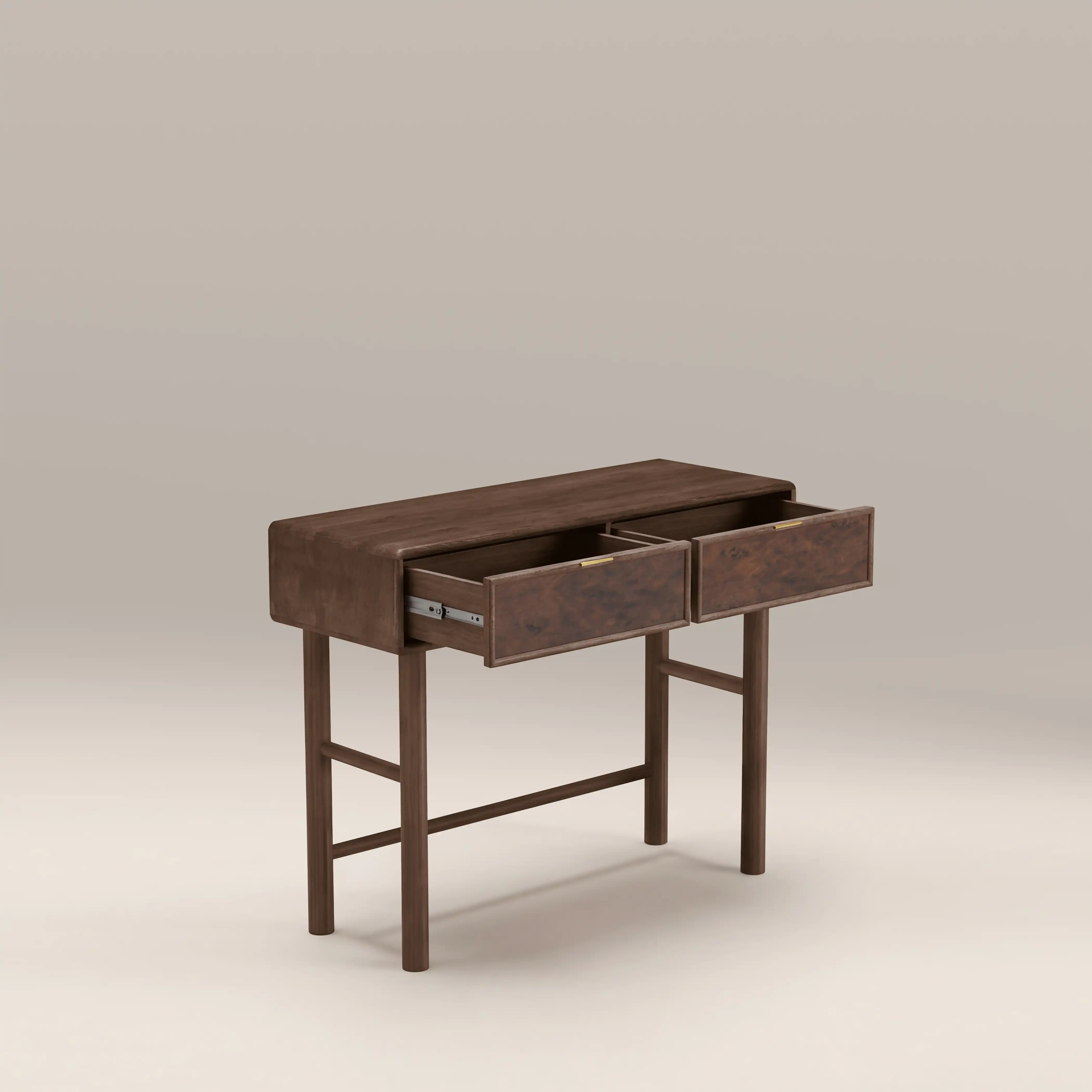 Arden 2 Drawer Wooden Console Table | Walnut Burl Wood - Image 5