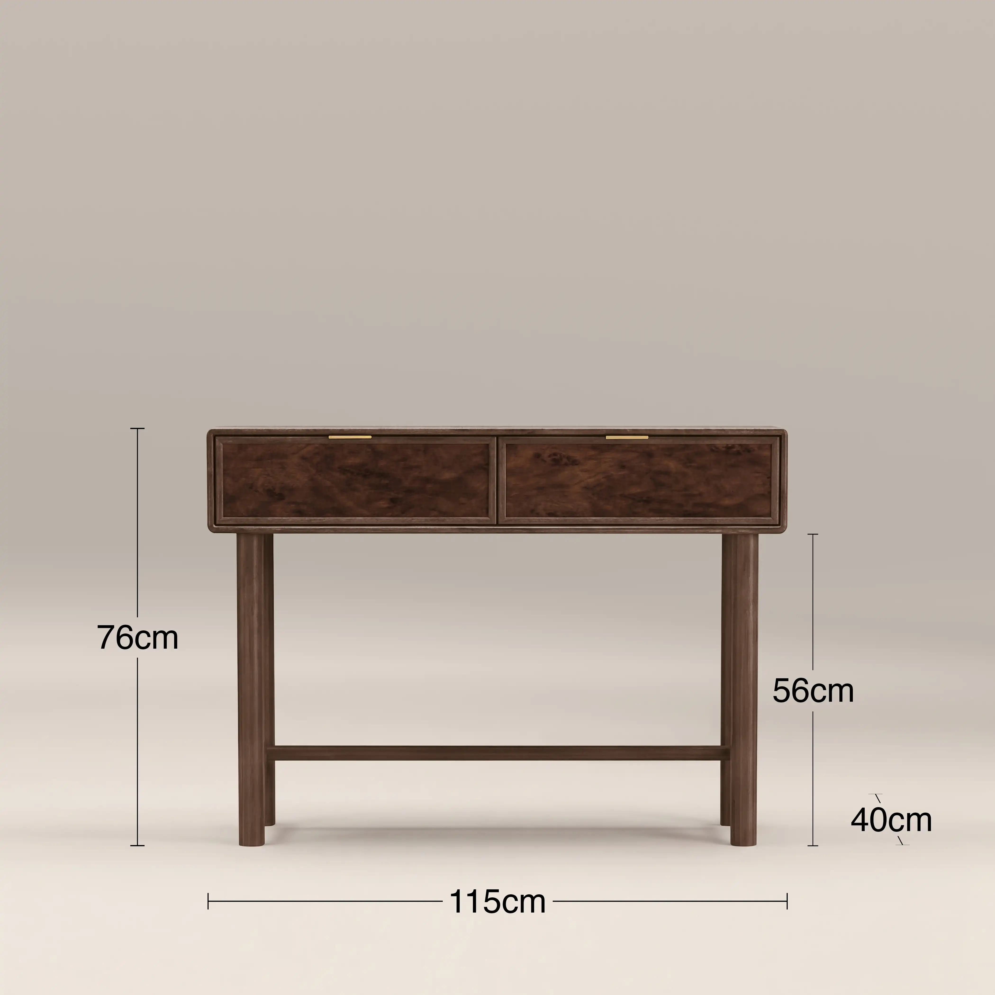 Arden 2 Drawer Wooden Console Table | Walnut Burl Wood - Image 7