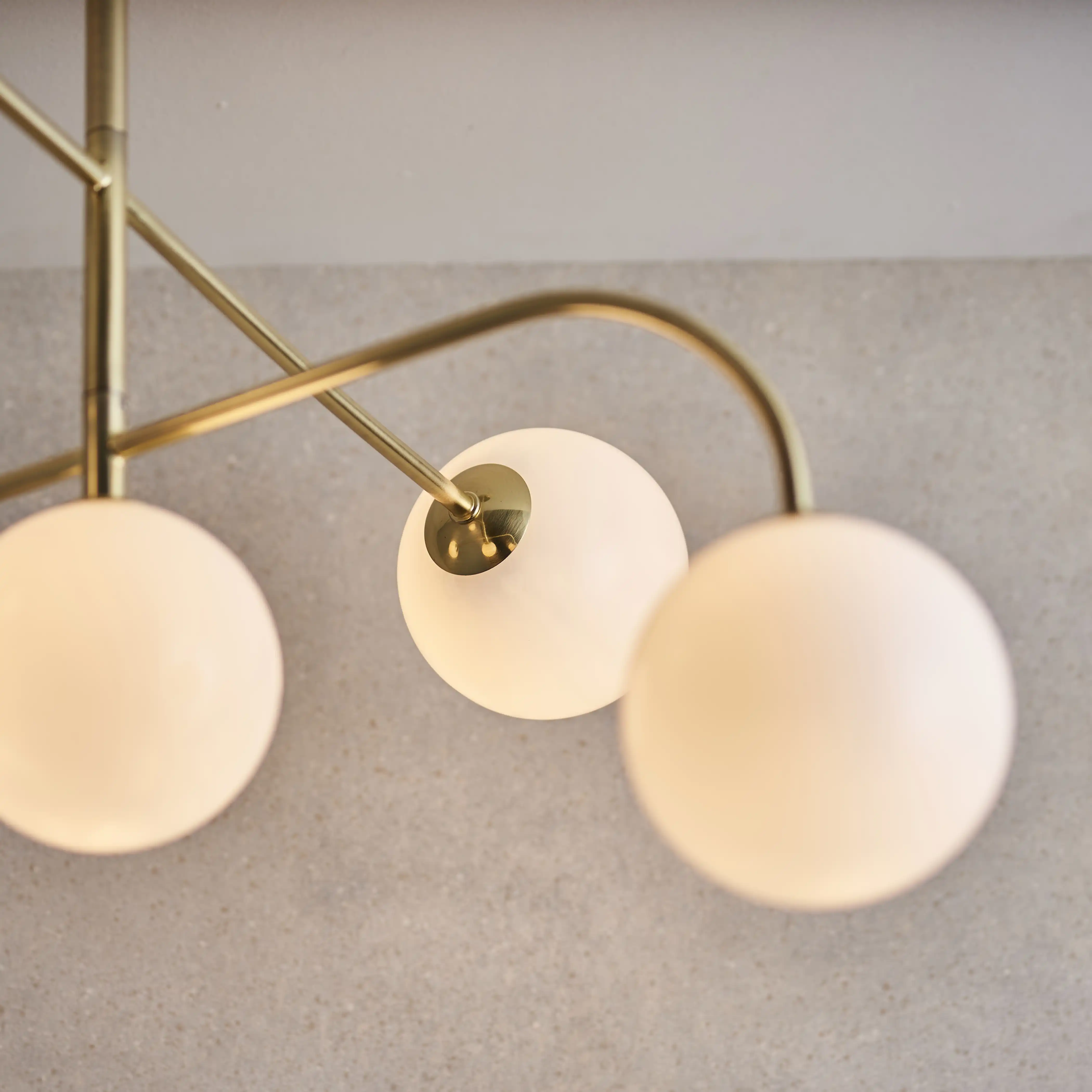 Arely 5 Light Flush Ceiling Light | Opal & Brass - Image 3