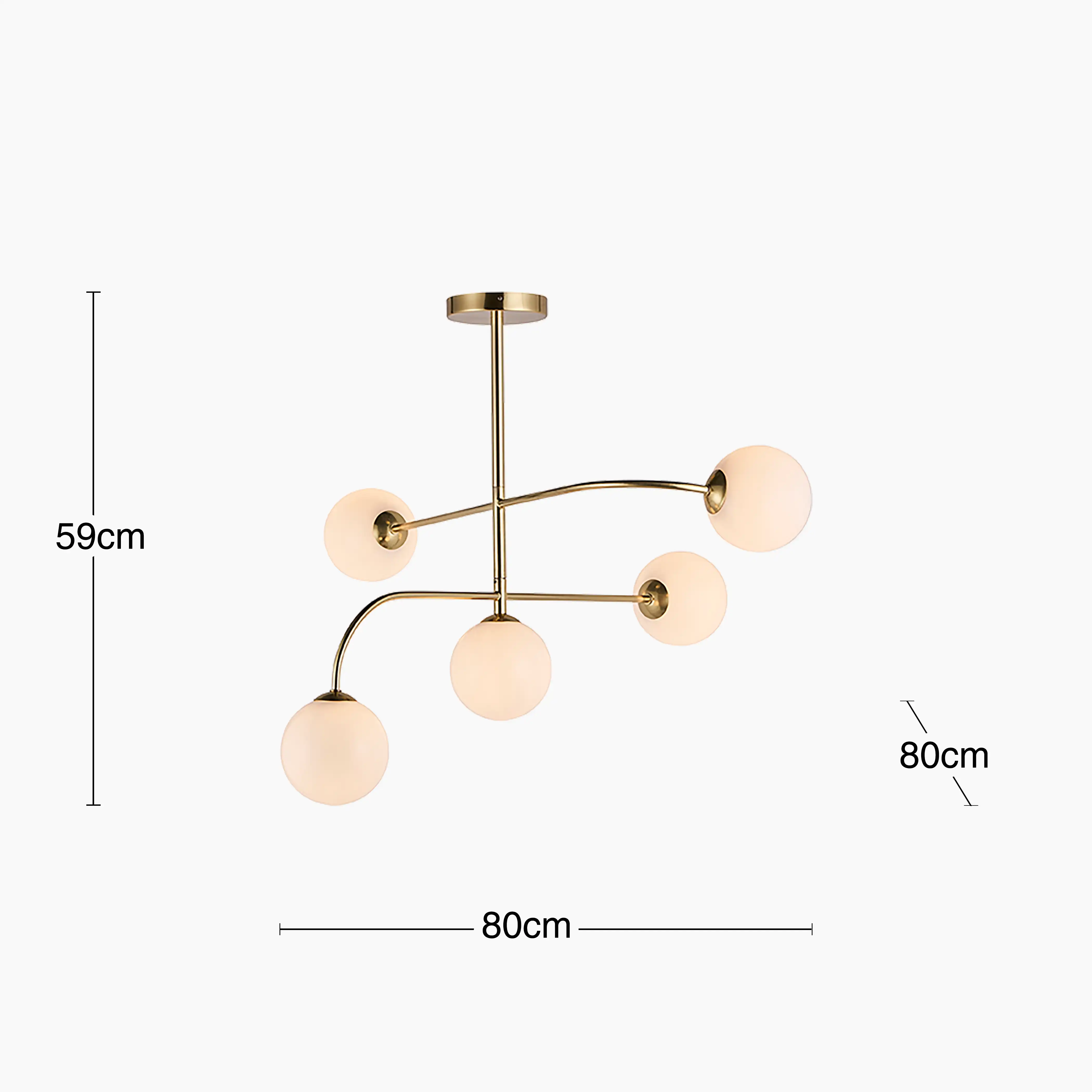 Arely 5 Light Flush Ceiling Light | Opal & Brass - Image 6
