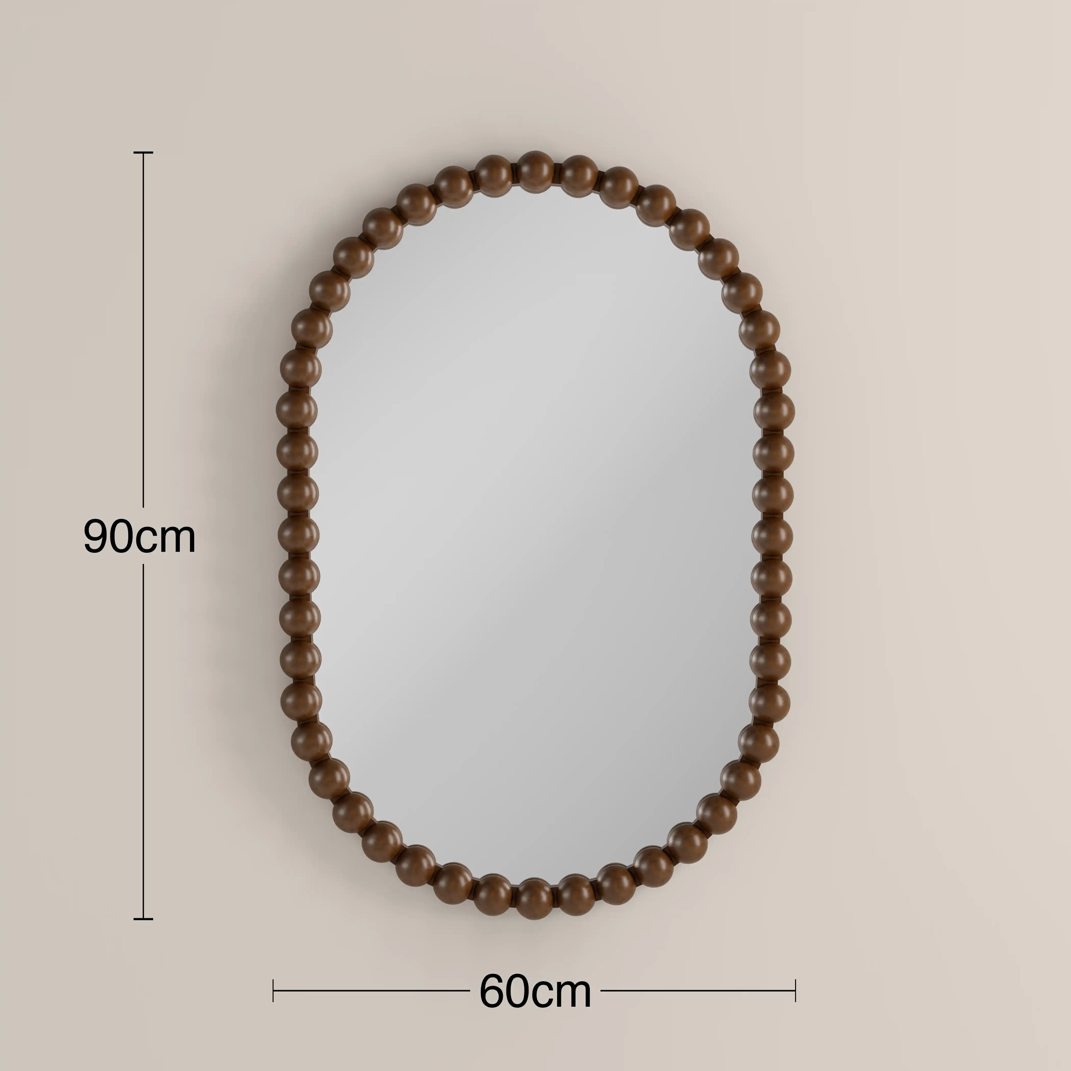 Ashby Oval Wall Mirror, 90 x 60 cm | Walnut - Image 4