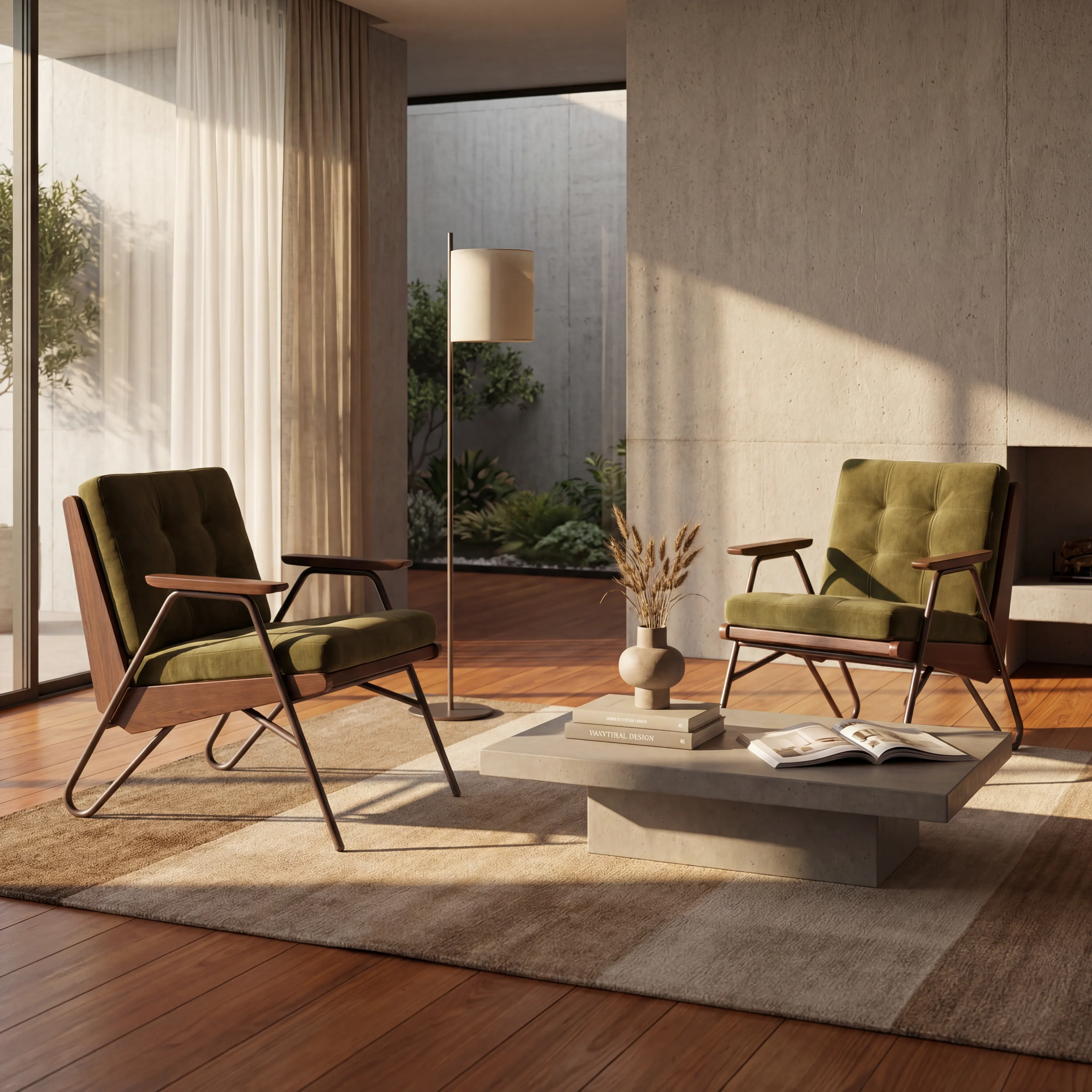 Aspen Accent Chair | Olive Green Sustainable Velvet & Walnut
