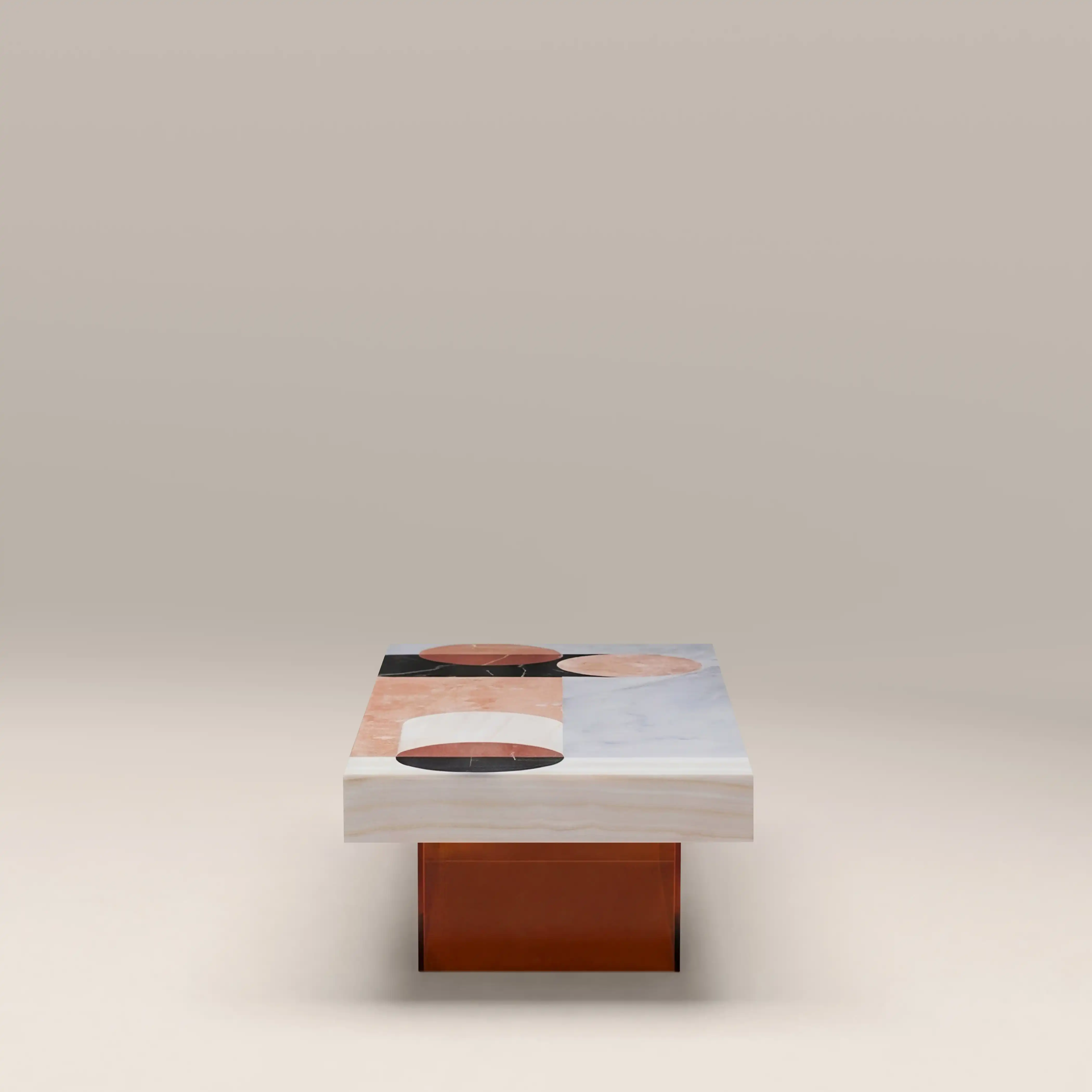 Atmos Rectangle Coffee Table | Mixed Marble & Brown Arcylic - Image 4