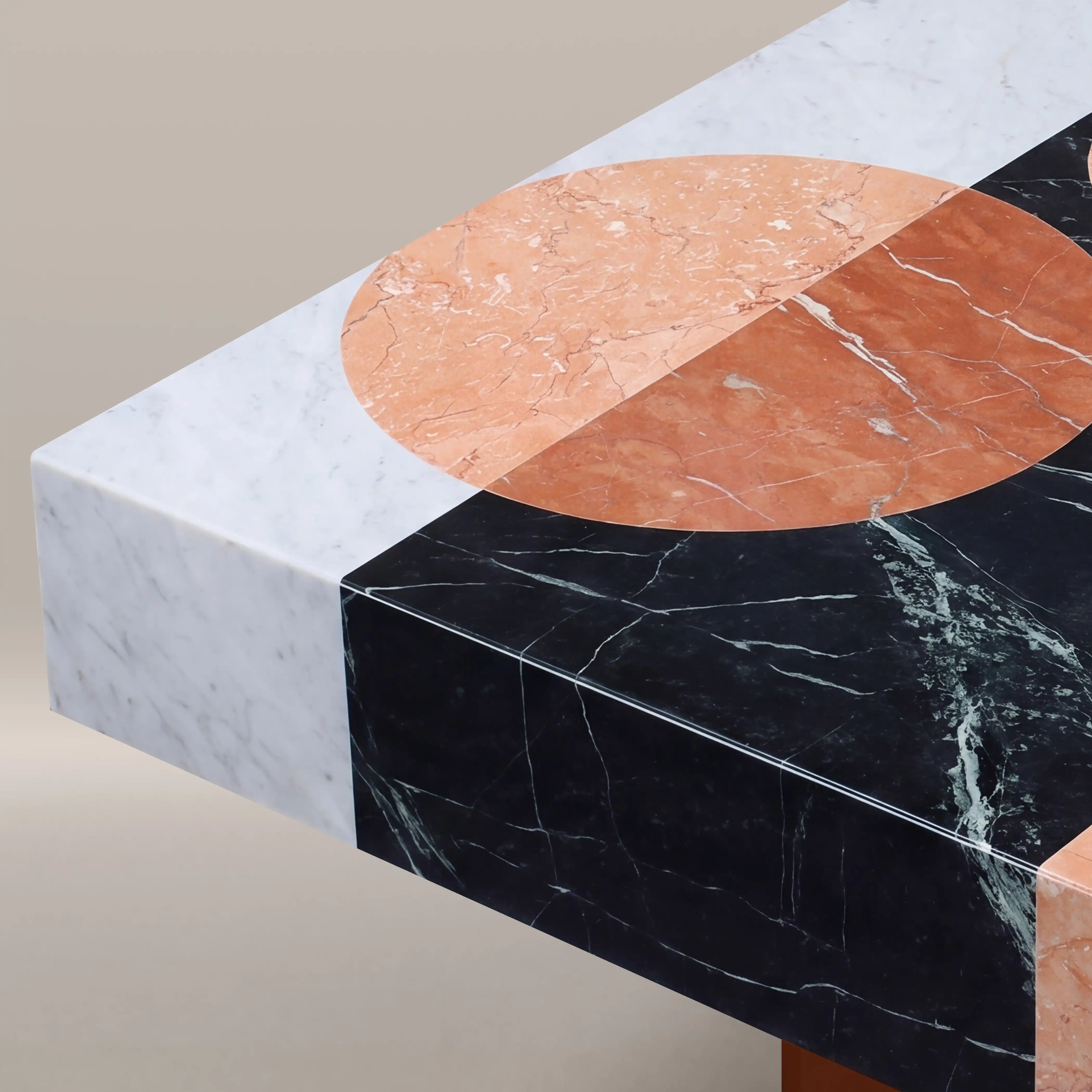 Atmos Rectangle Coffee Table | Mixed Marble & Brown Arcylic - Image 5