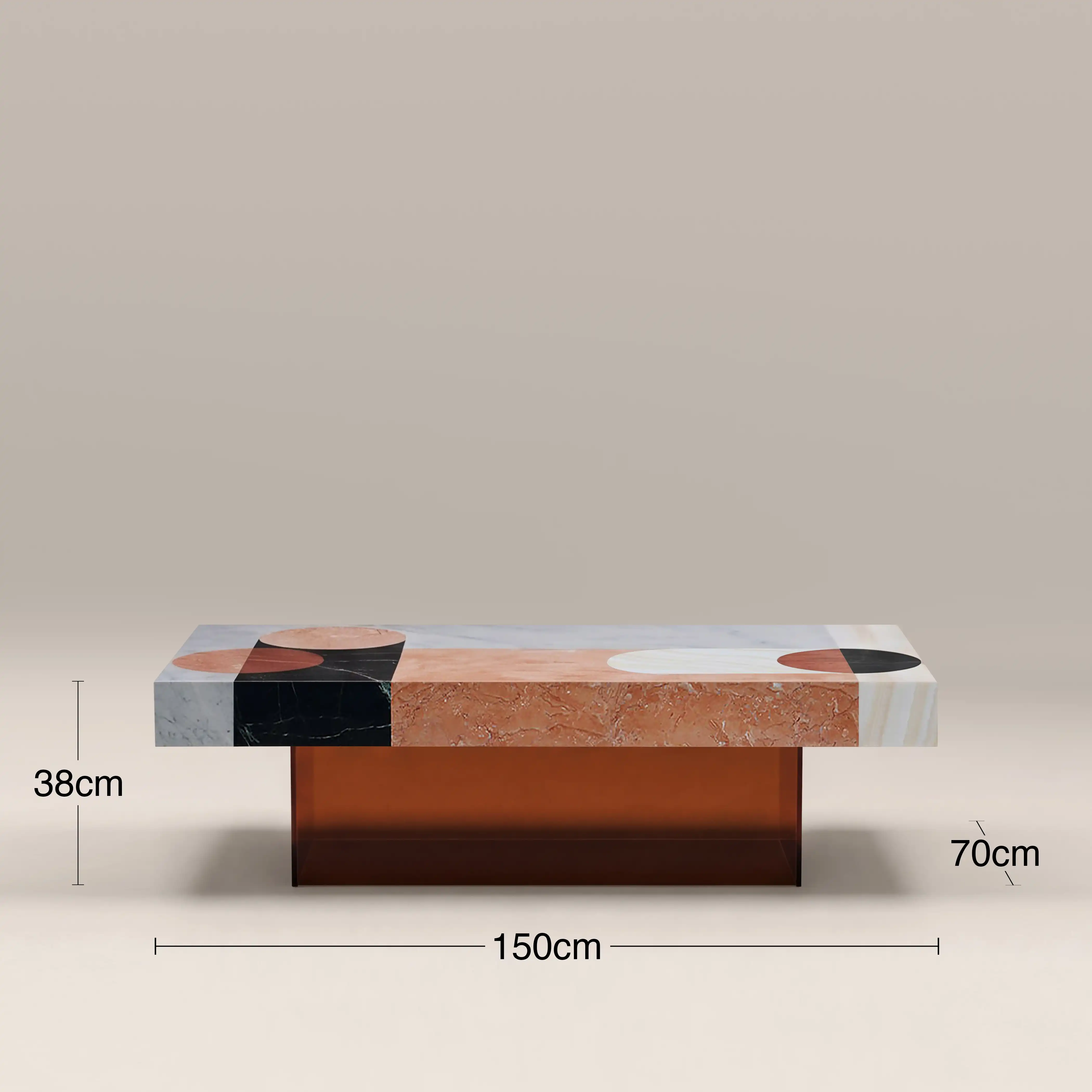 Atmos Rectangle Coffee Table | Mixed Marble & Brown Arcylic - Image 6