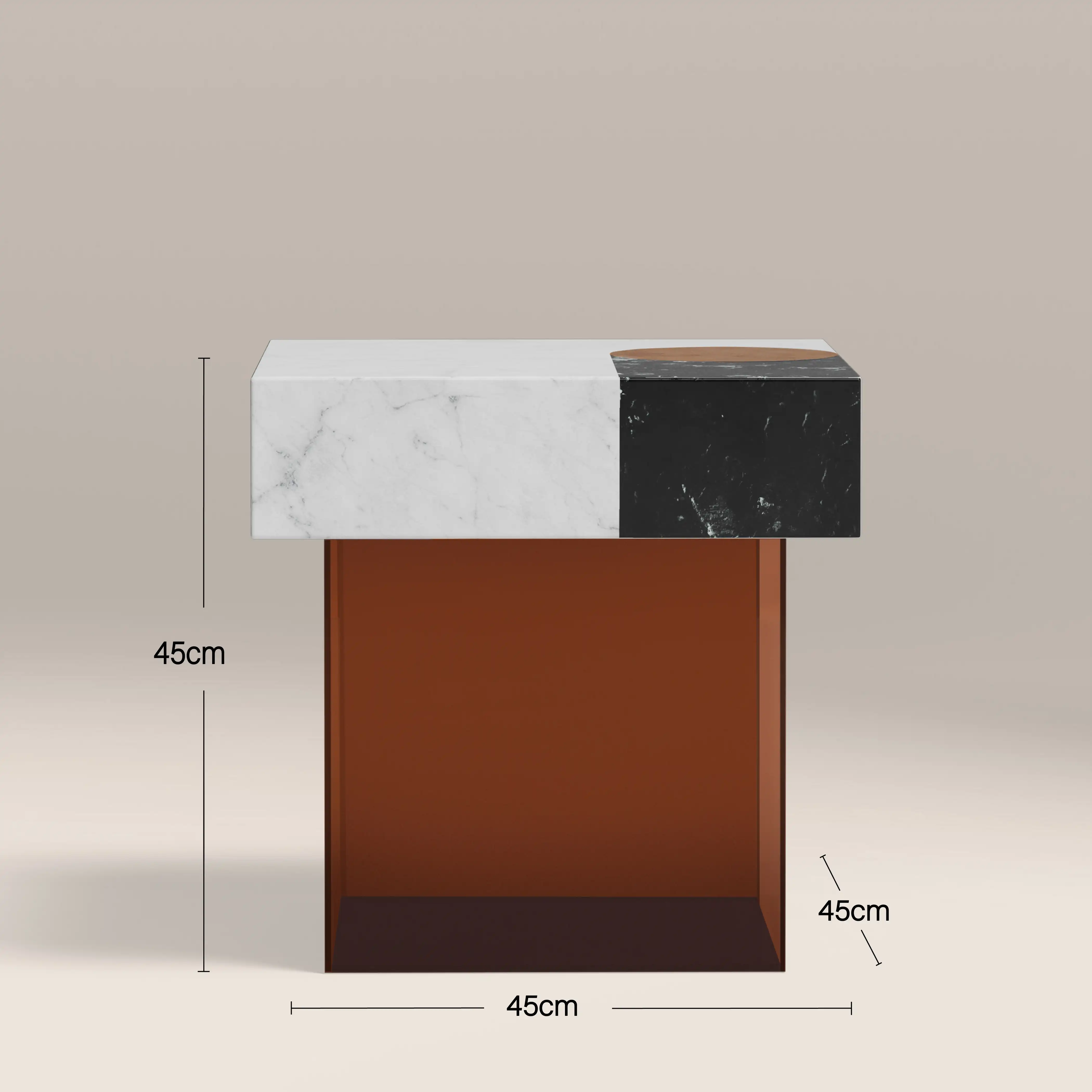 Atmos Square Side Table | Mixed Marble & Brown Arcylic - Image 5