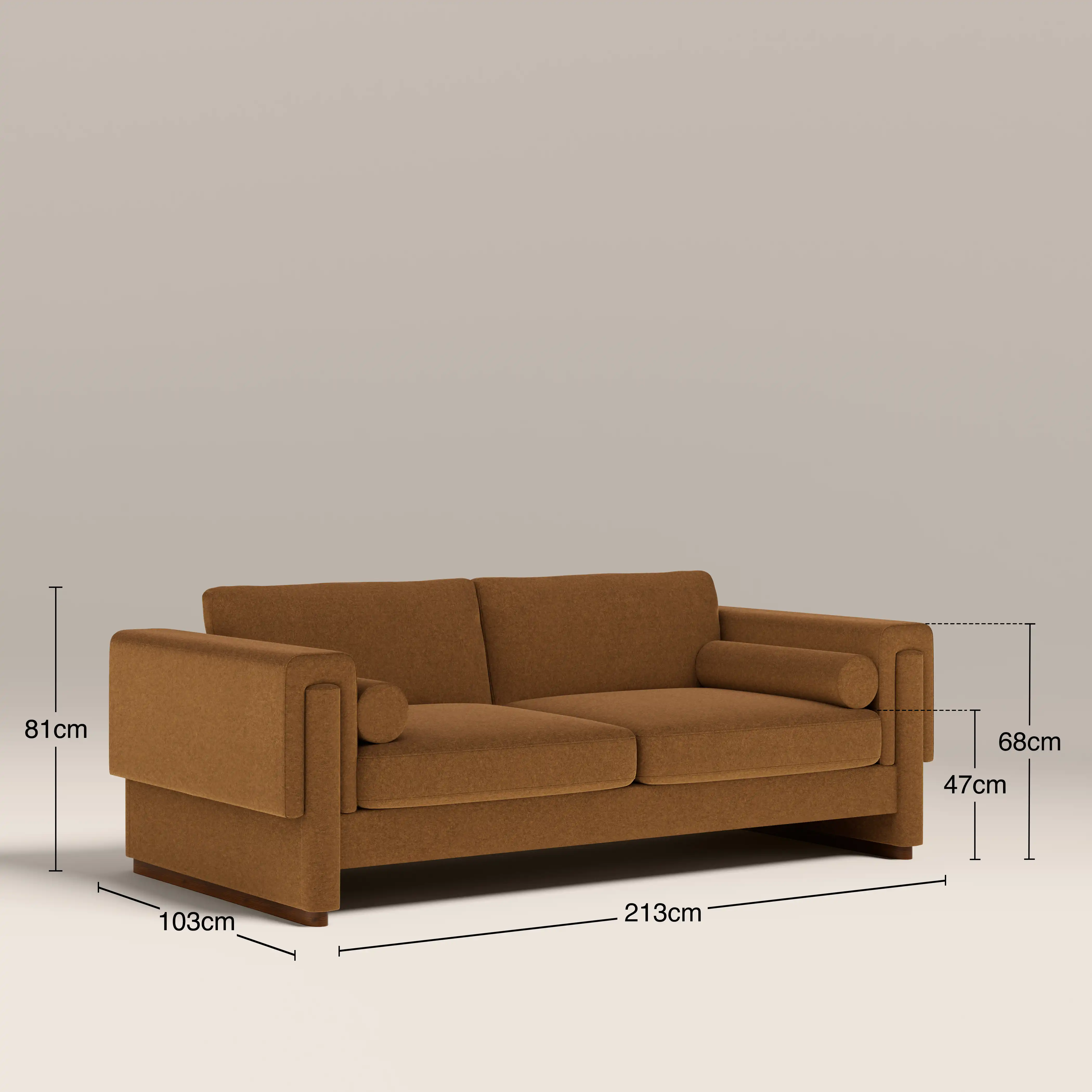 Ava 3 Seater Sofa | Caramel Brown Sustainable Mohair Velvet - Image 7