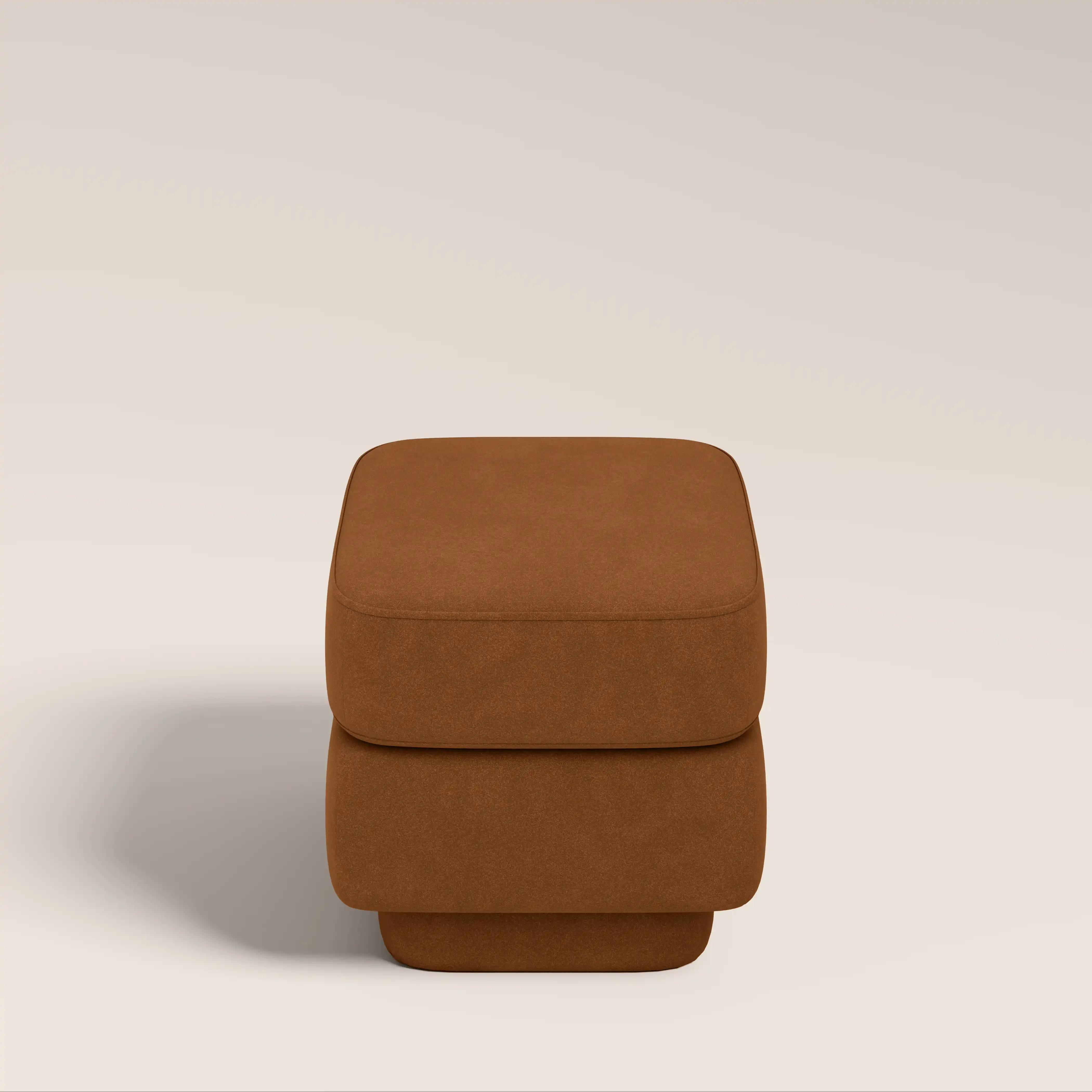 Ava Pouffe | Caramel Brown Sustainable Mohair Velvet - Image 4