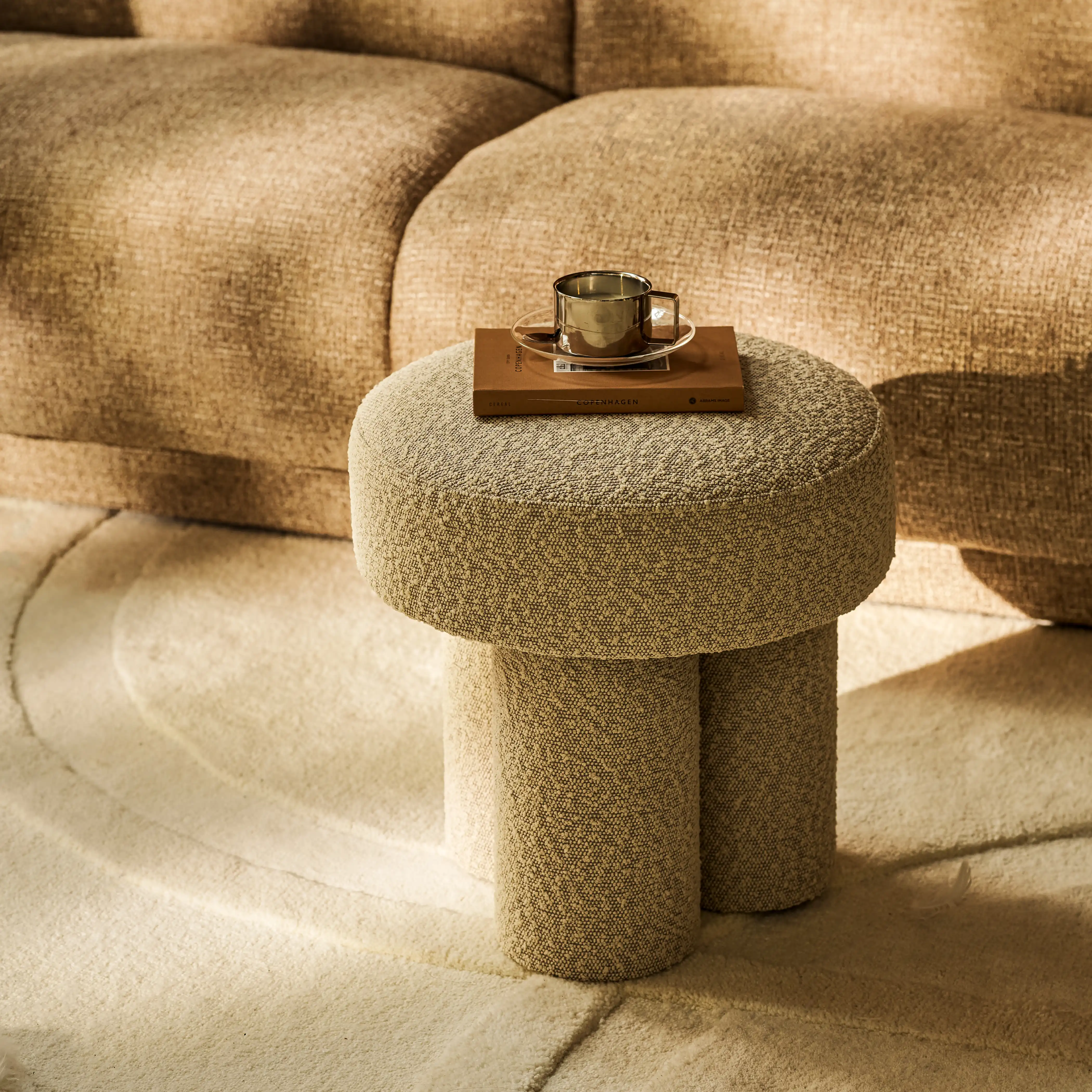 Ayla Pouffe | Speckled Stone Sustainable Boucle