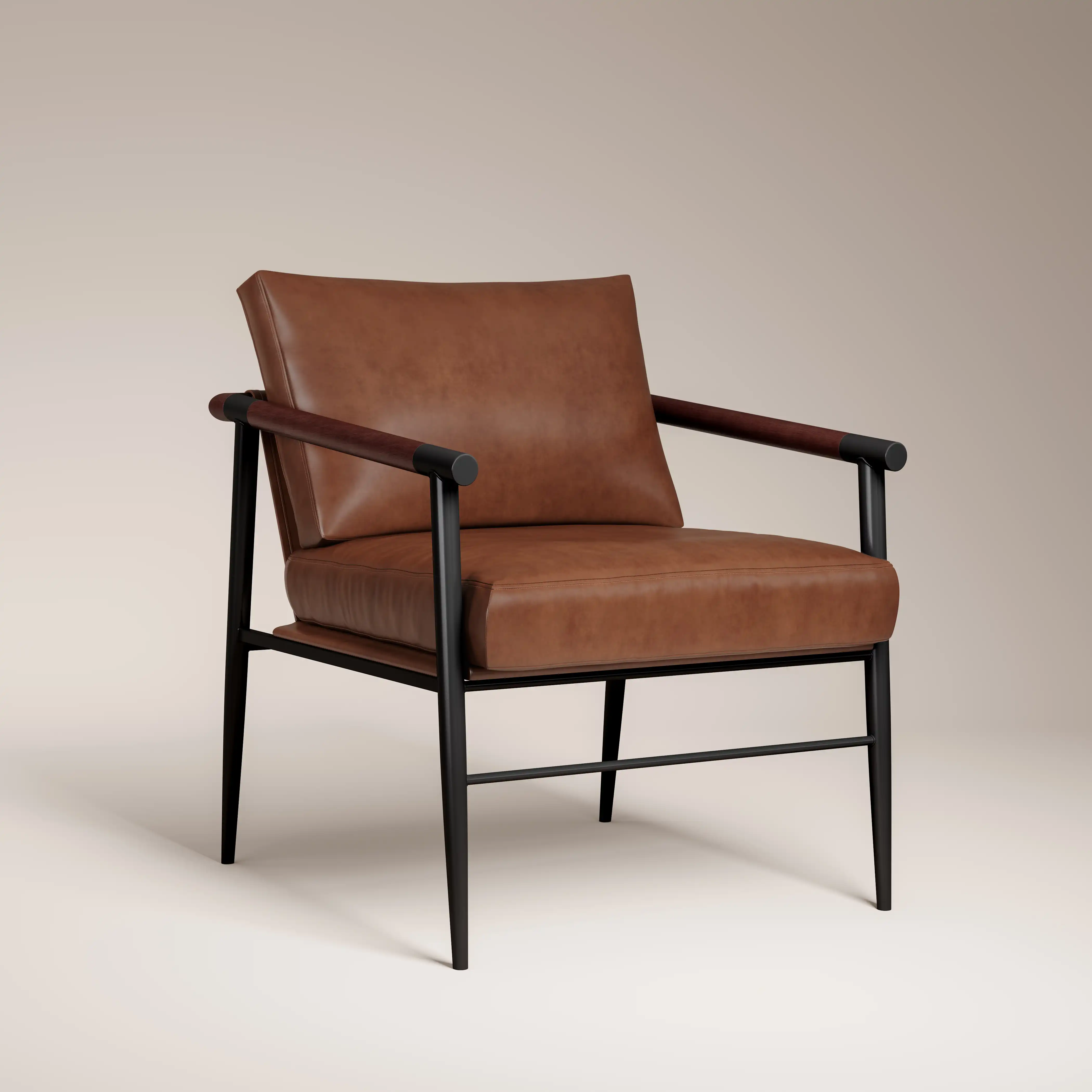 Barbican Armchair | Vintage Tan Faux Leather & Black - Image 4