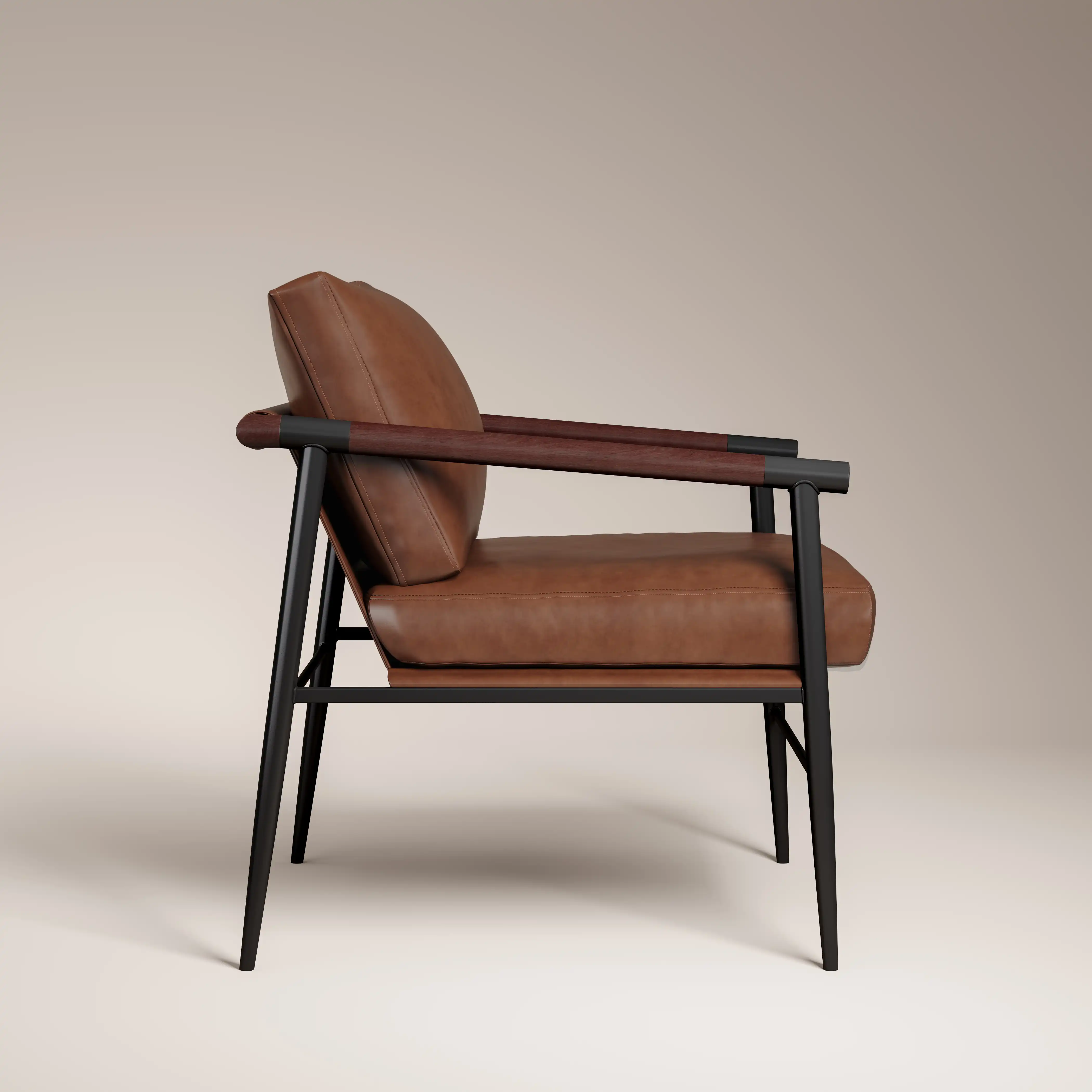 Barbican Armchair | Vintage Tan Faux Leather & Black - Image 5