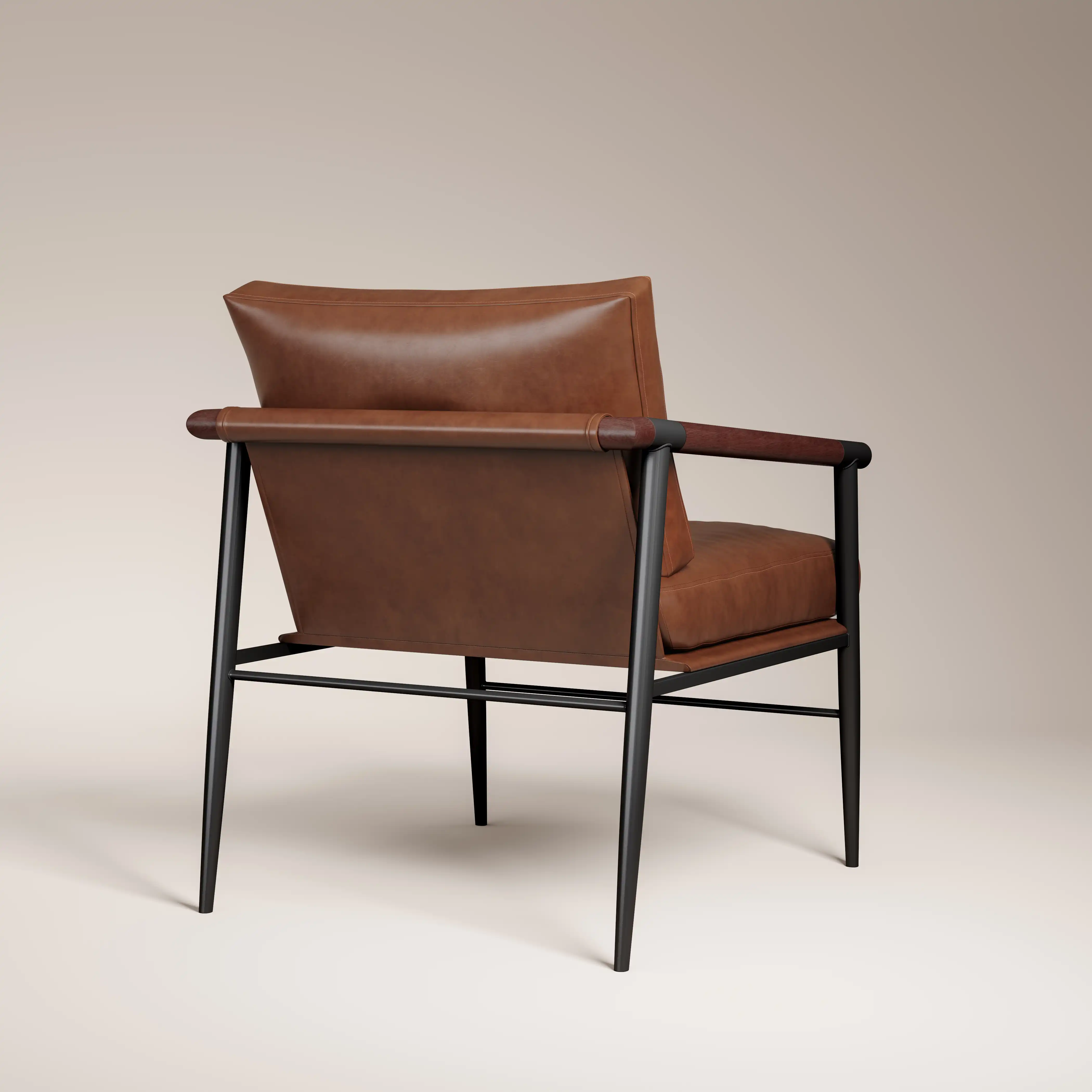 Barbican Armchair | Vintage Tan Faux Leather & Black - Image 6