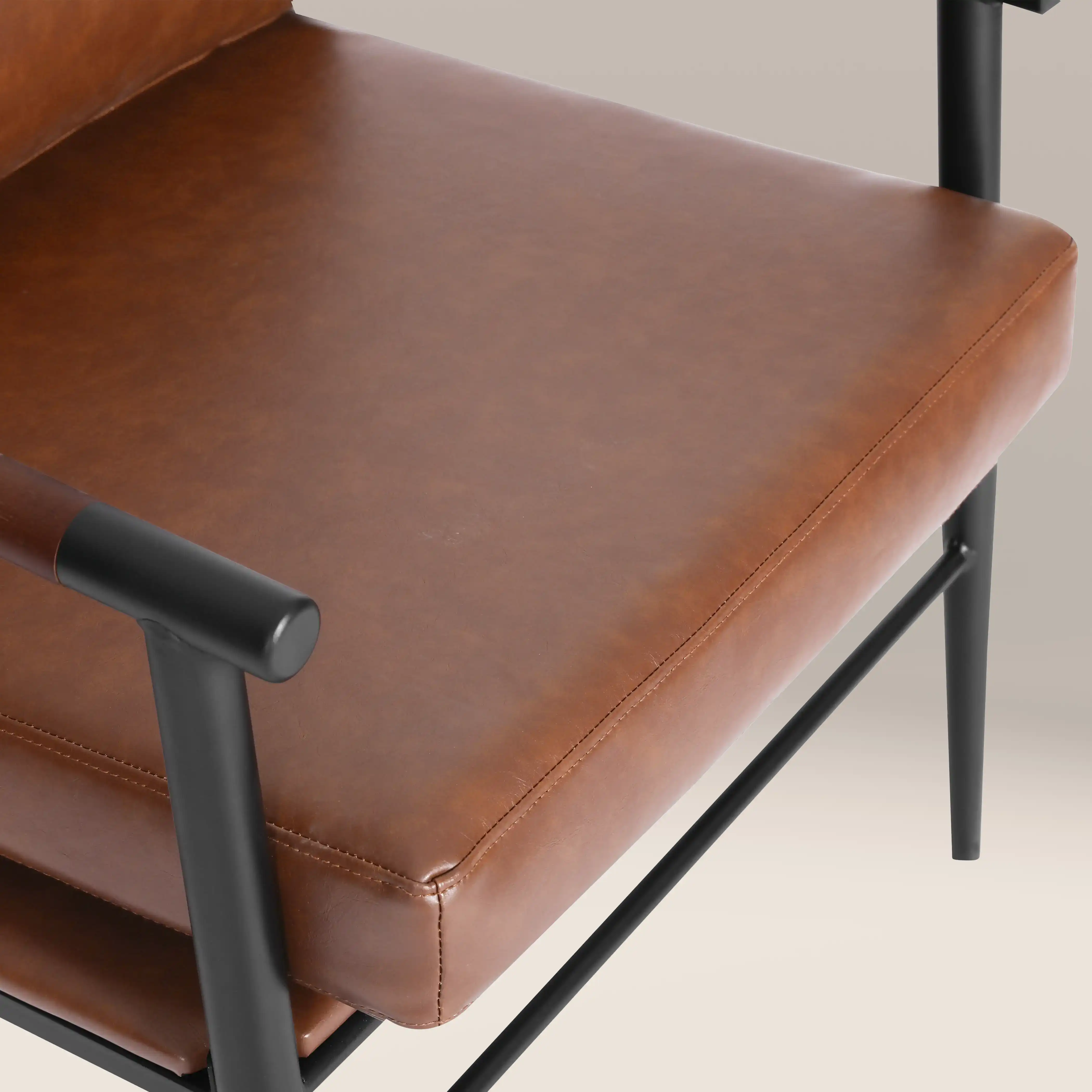 Barbican Armchair | Vintage Tan Faux Leather & Black - Image 8