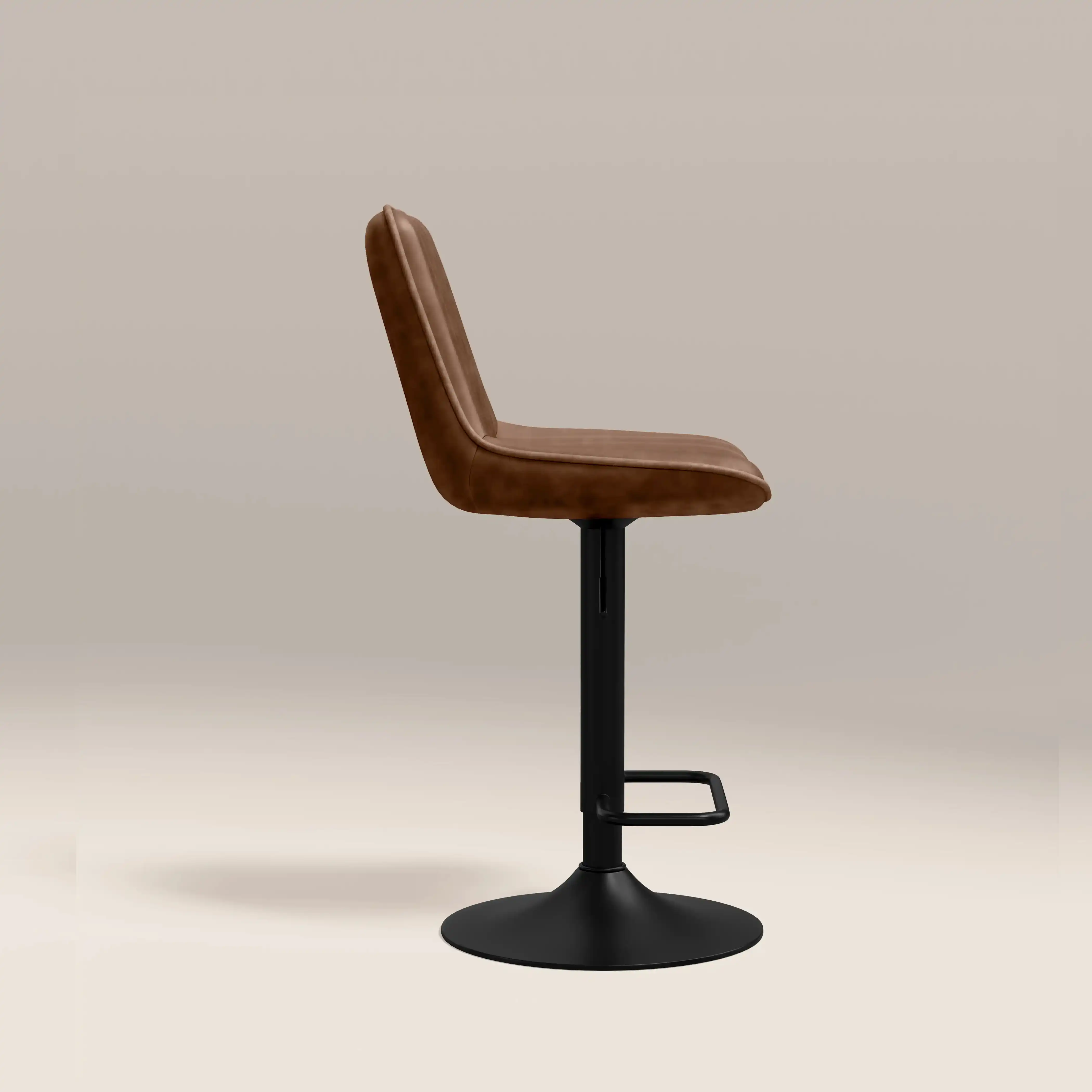 Barker Adjustable Stool | Vintage Tan Faux Leather & Black - Image 4