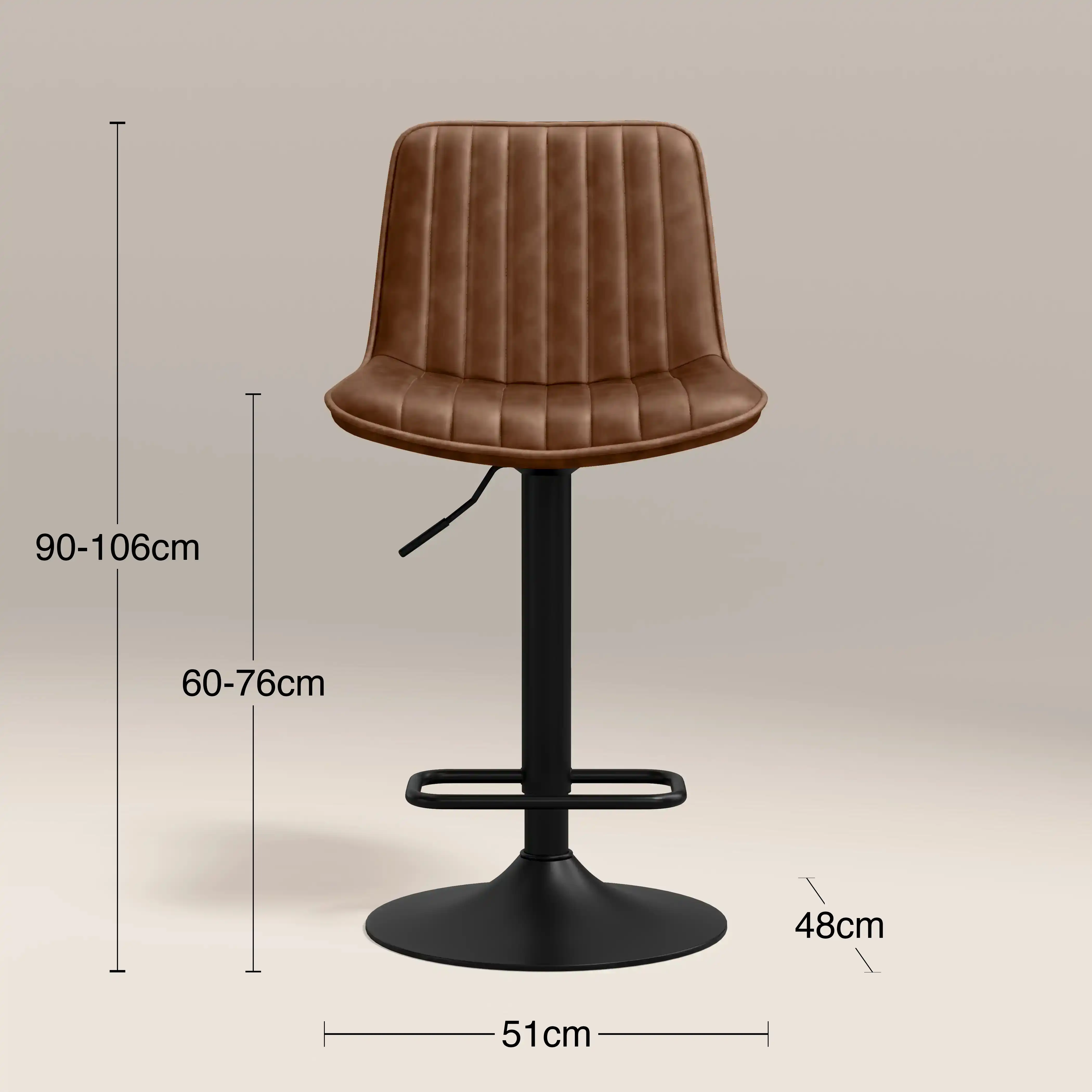 Barker Adjustable Stool | Vintage Tan Faux Leather & Black - Image 7