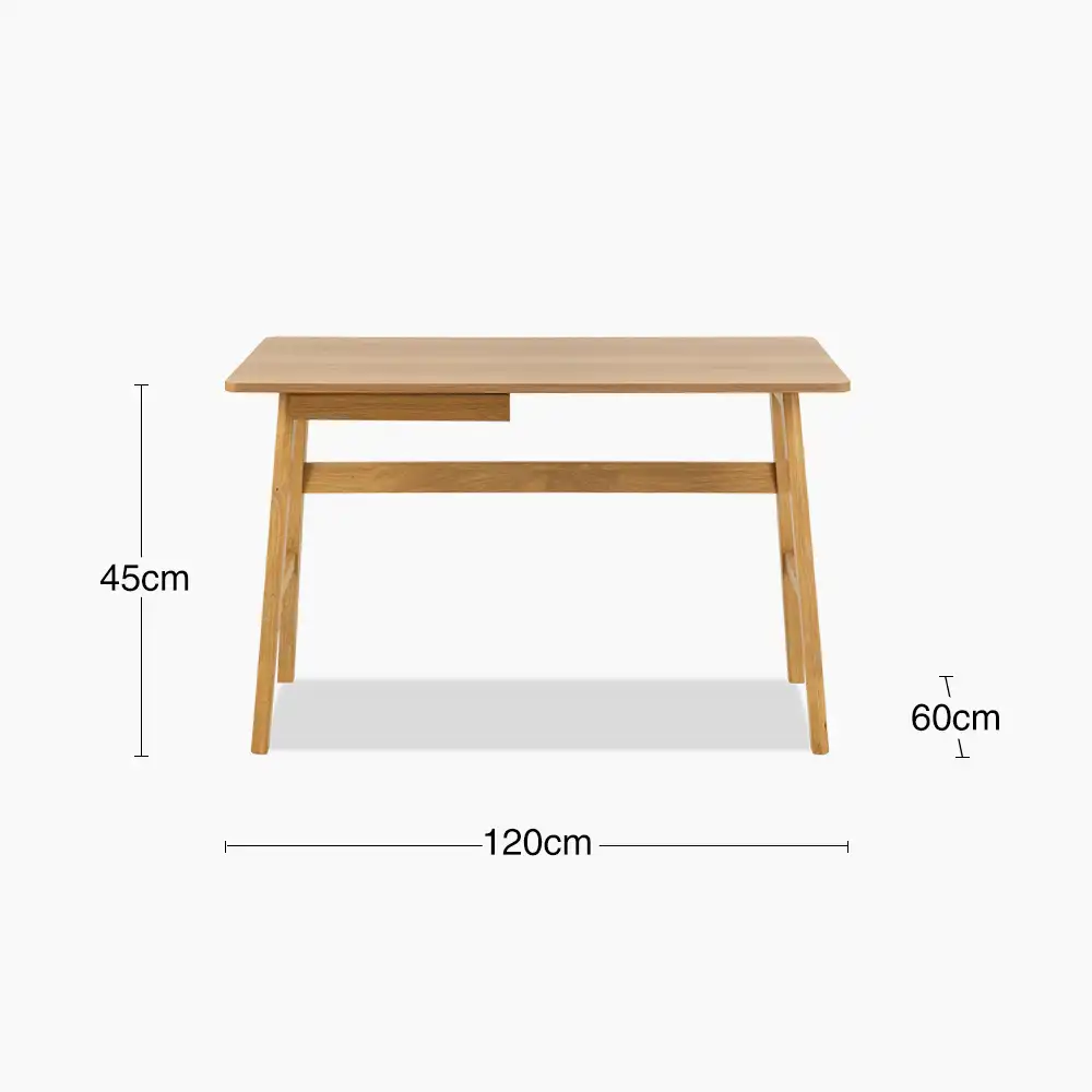 Barnett Wooden 1 Drawer Desk | Oak - Image 7