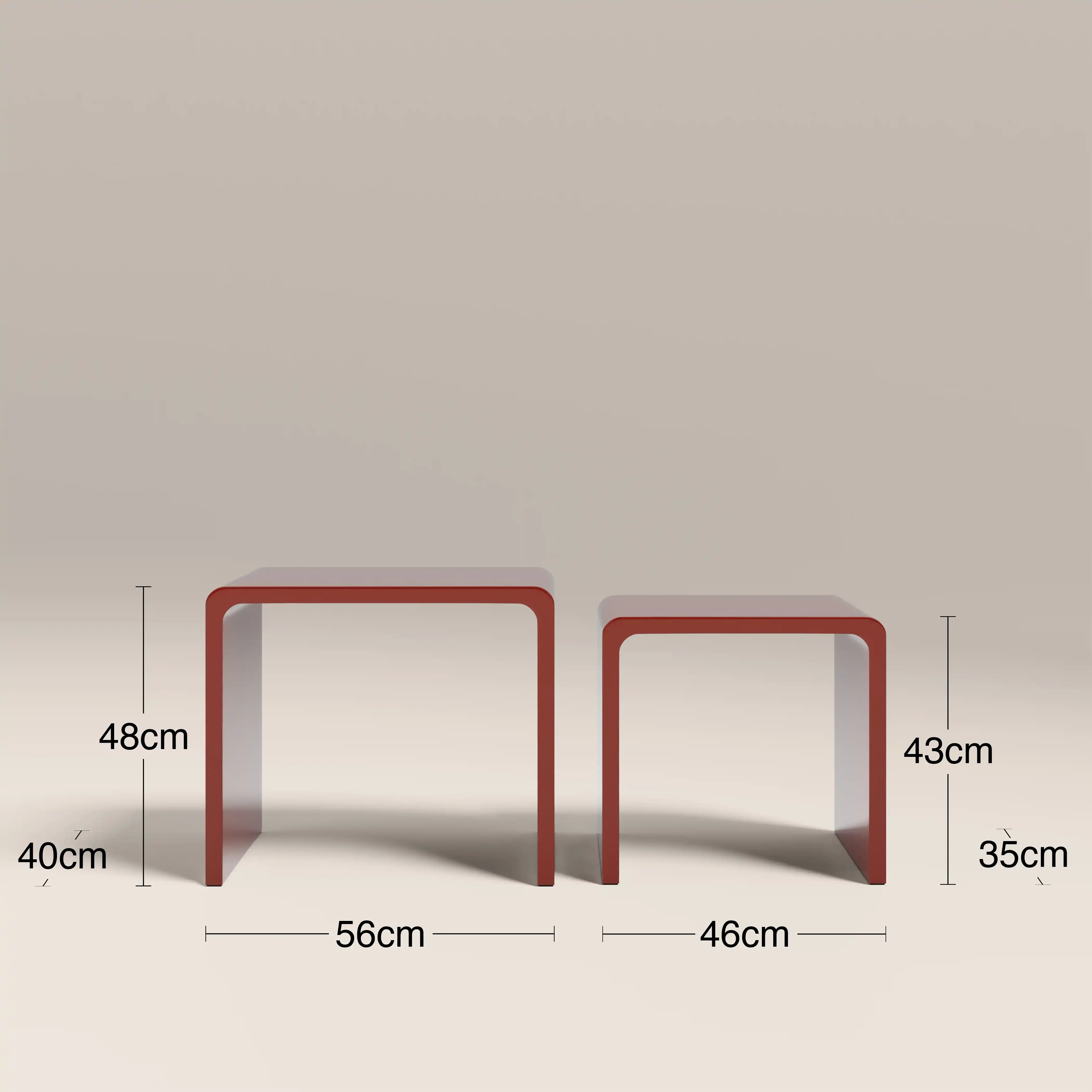 Barney Set of 2 Rectangle Nesting Side Tables | High Gloss Burgundy - Image 6