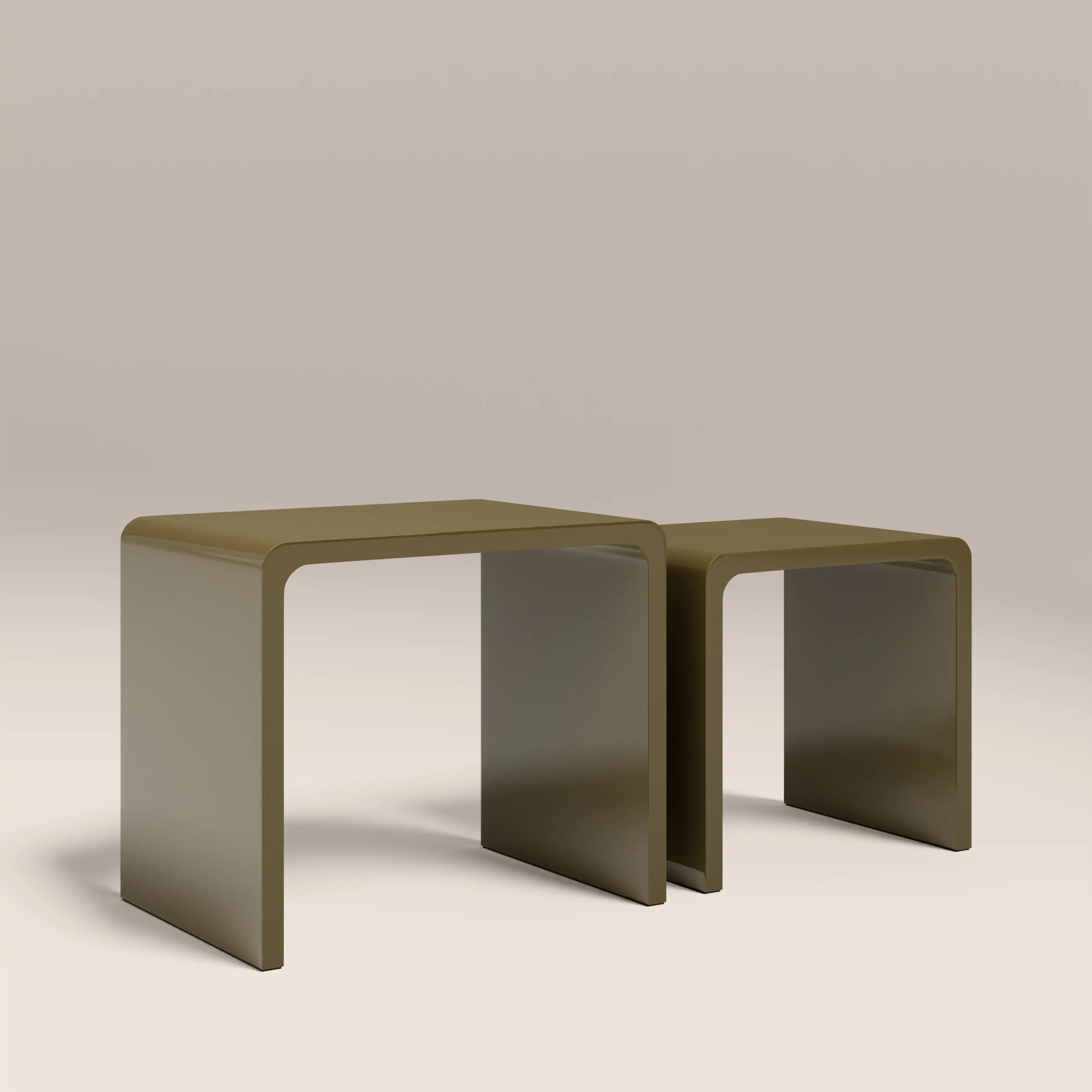 Barney Set of 2 Rectangle Nesting Side Tables | High Gloss Olive Green - Image 3