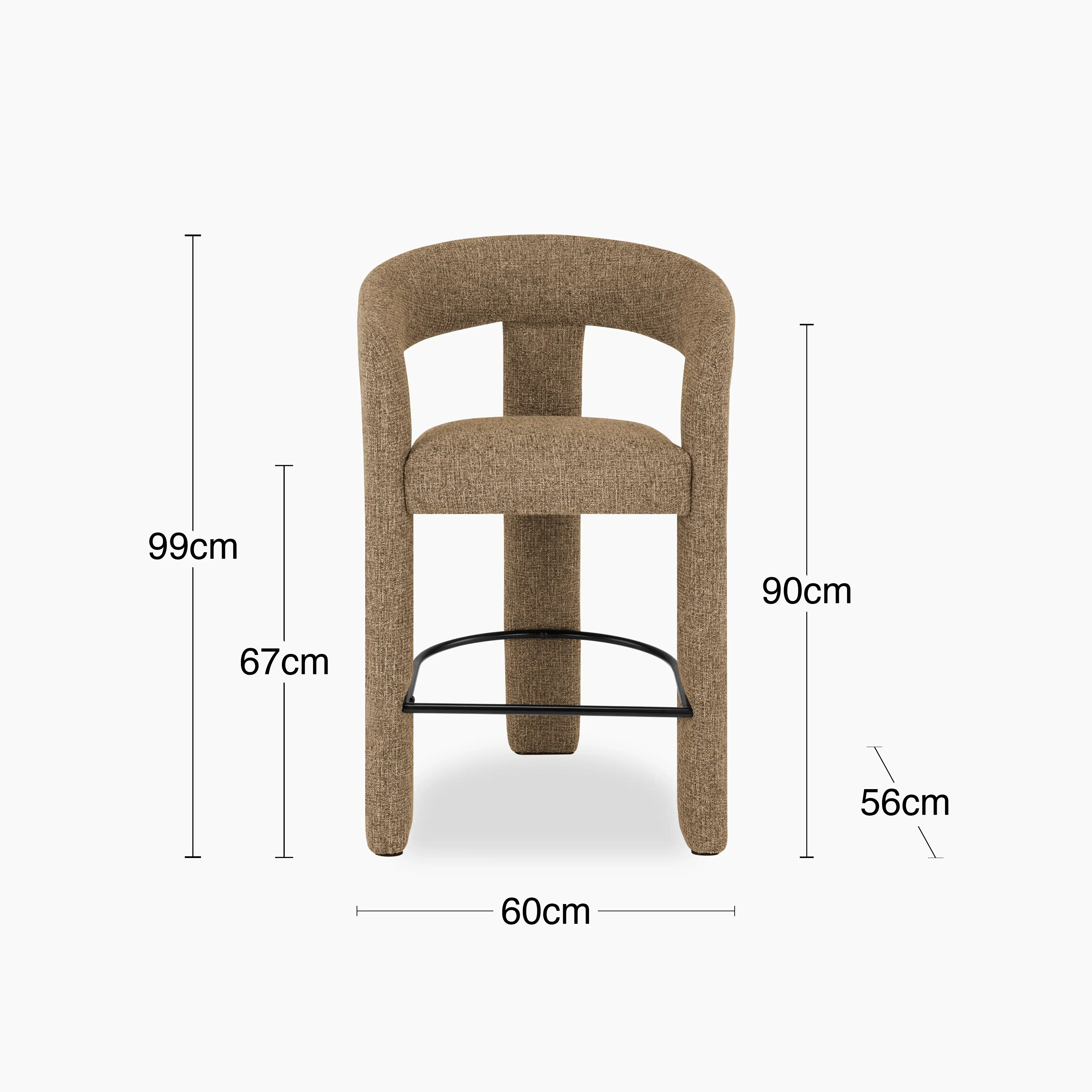 Bellamy Kitchen Stool | Speckled Cappuccino Boucle - Image 8