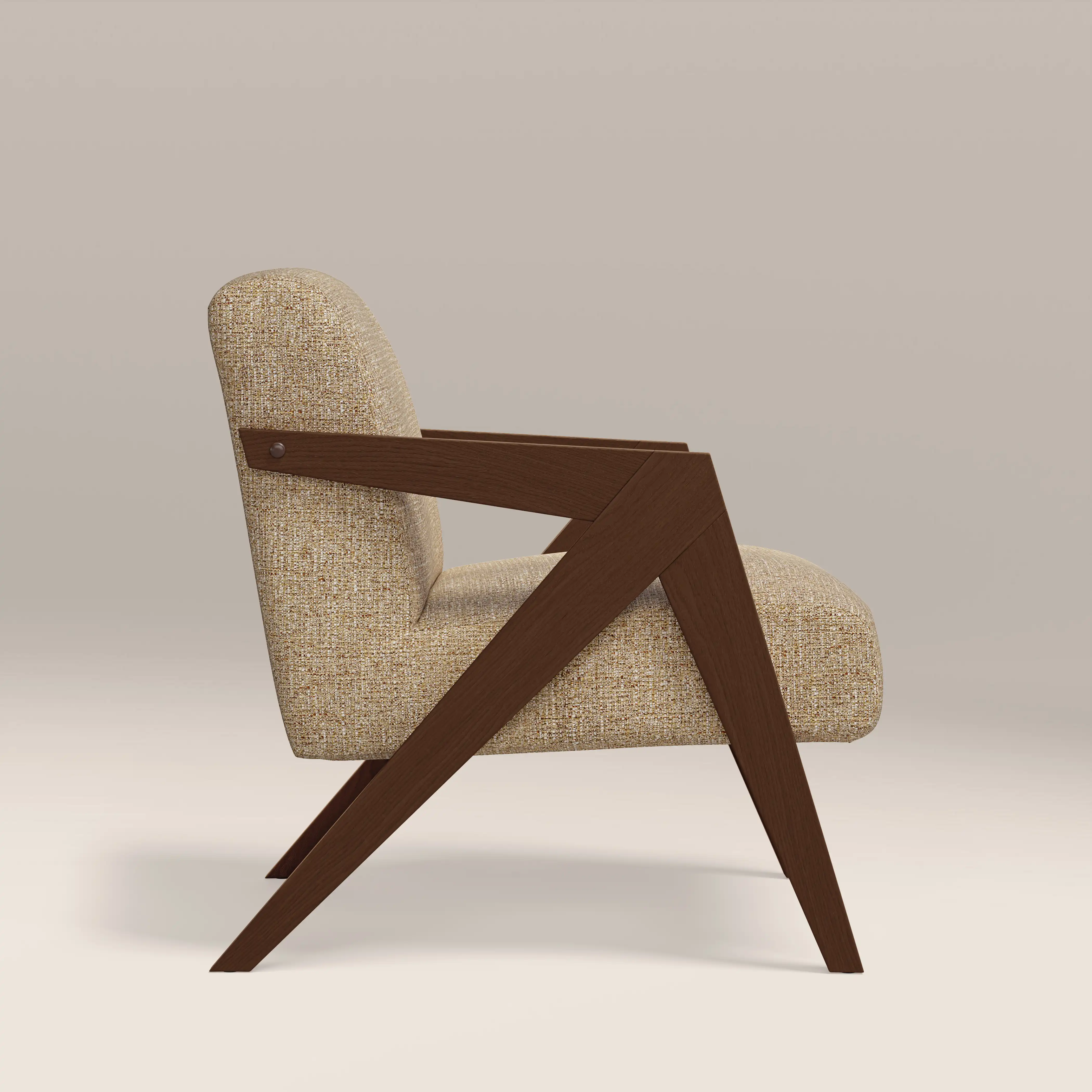 Bennie Accent Chair | Speckled Latte Boucle & Walnut - Image 4