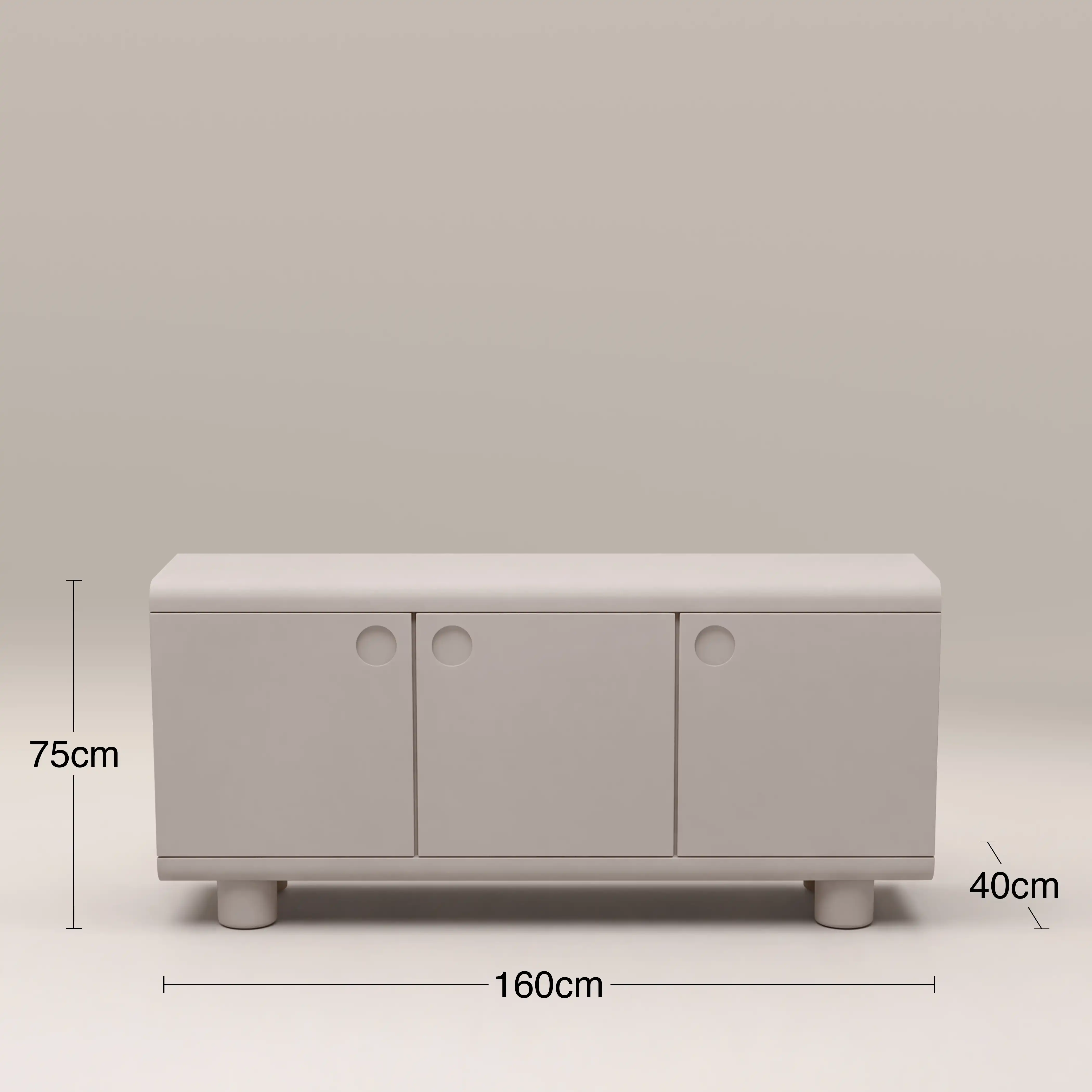 Bera 3 Door Large Sideboard | Light Grey - Image 5