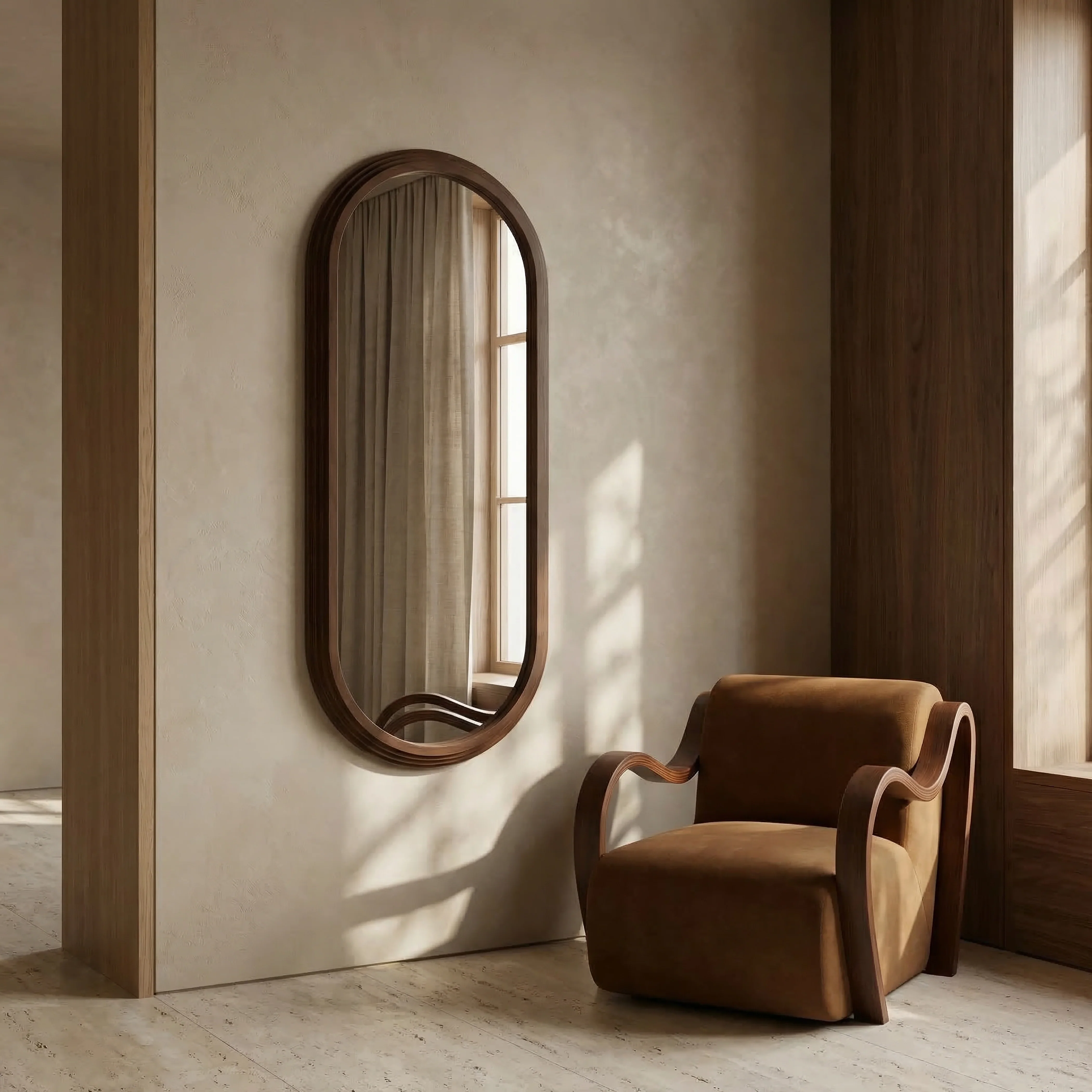 Bette Oval Full Length Mirror, 120 x 50 cm | Walnut - Image 2