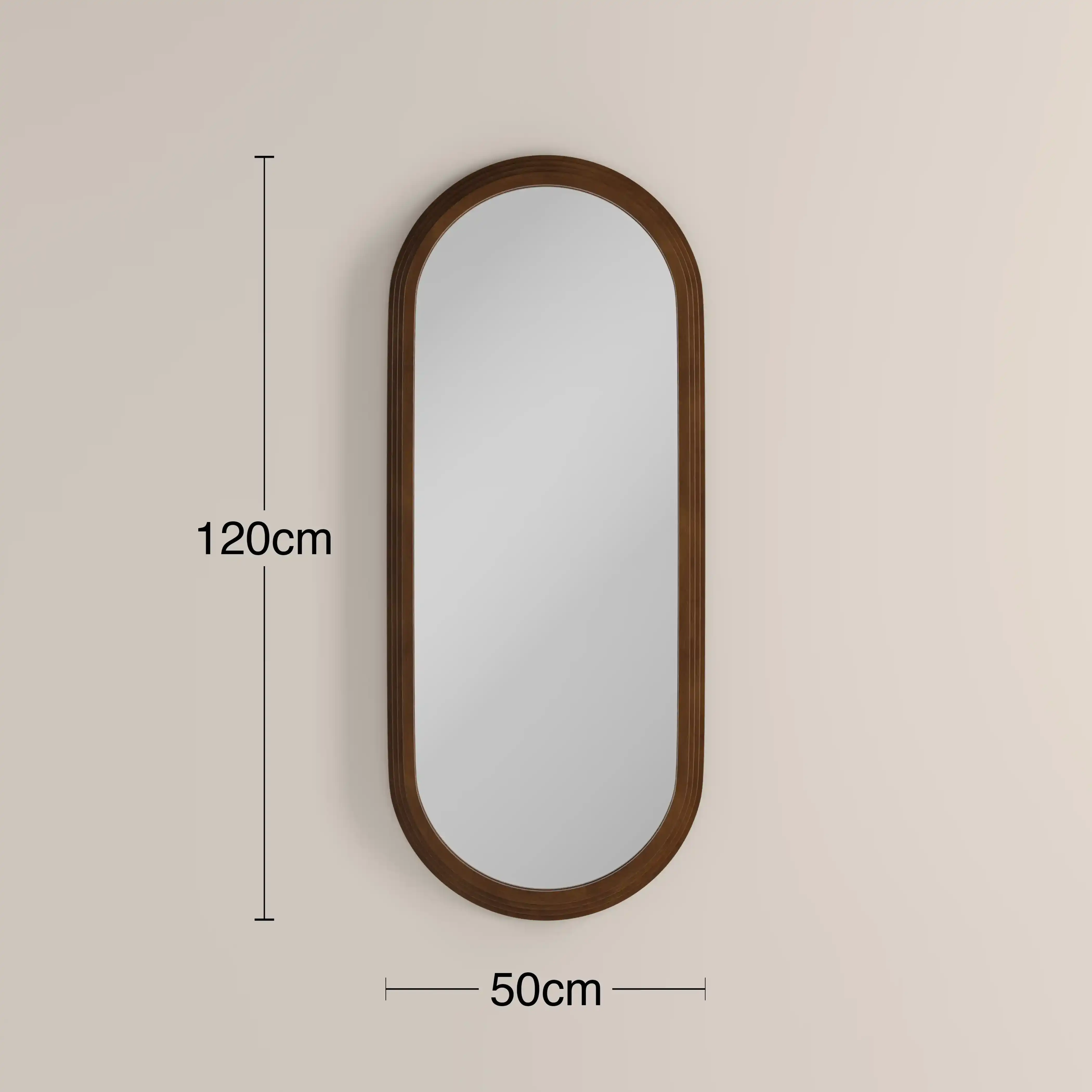 Bette Oval Full Length Mirror, 120 x 50 cm | Walnut - Image 4