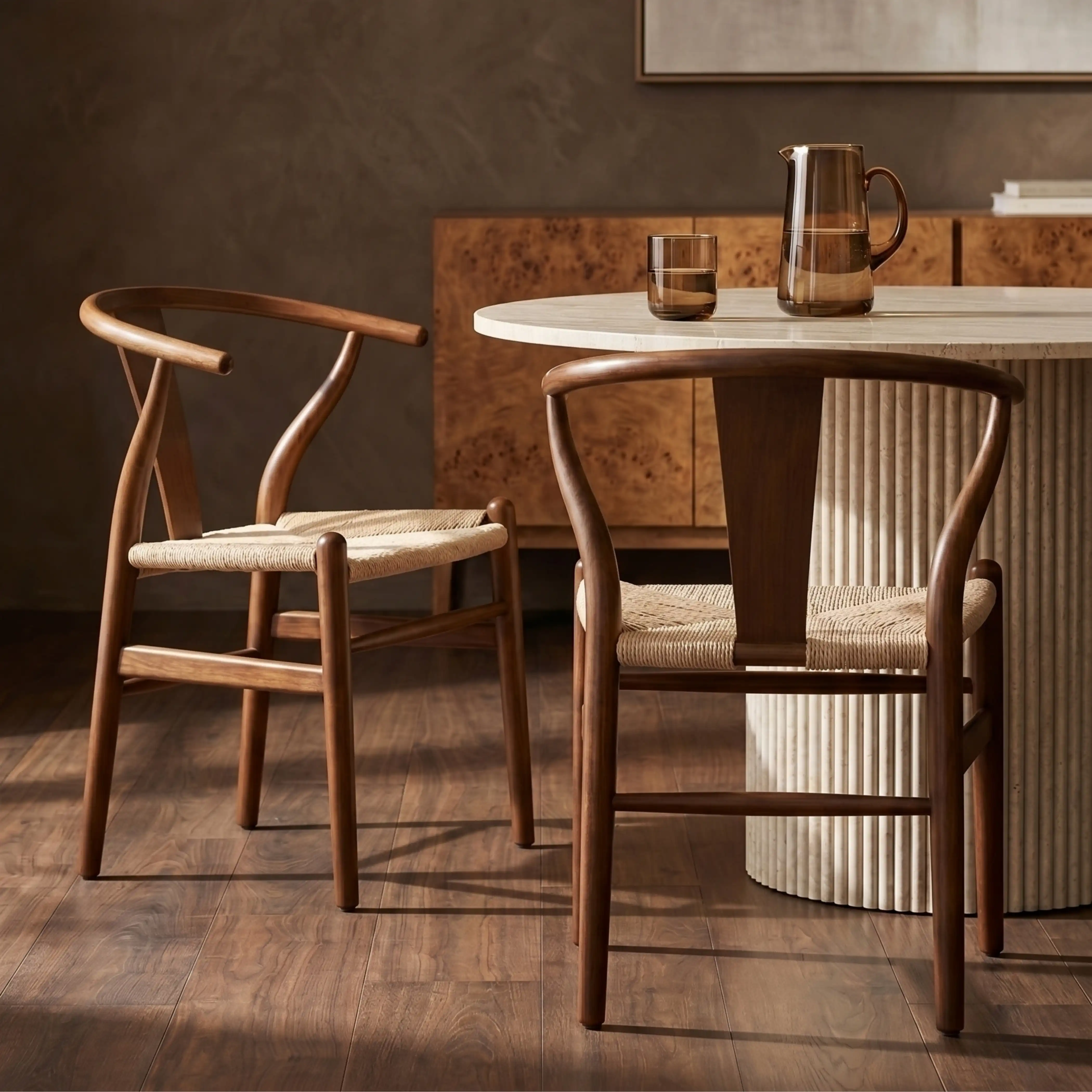 Bjorn Wooden Dining Chair | Natural Weave & Walnut - Image 2
