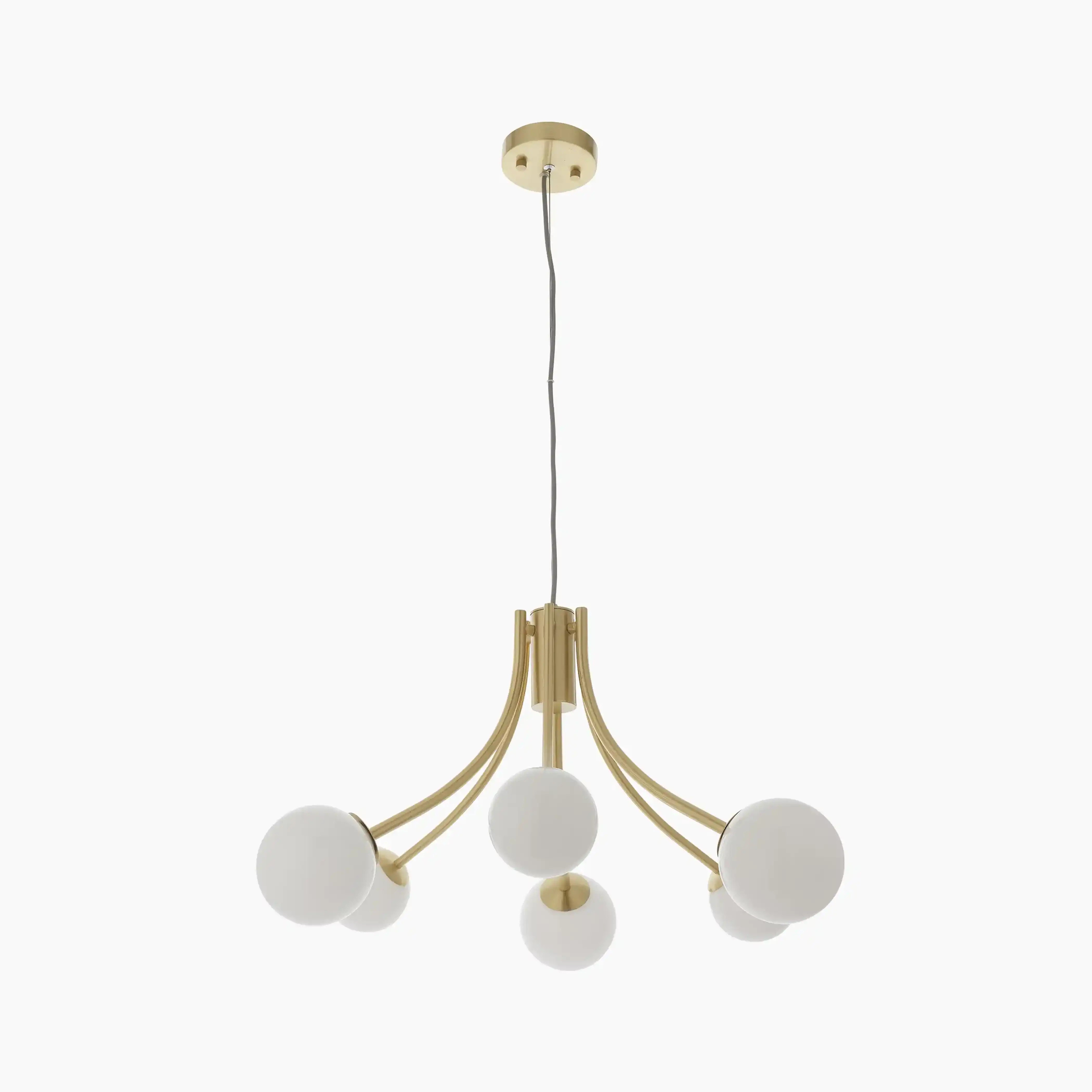 Bloom 6 Light Pendant Light | Opal & Brass - Image 3