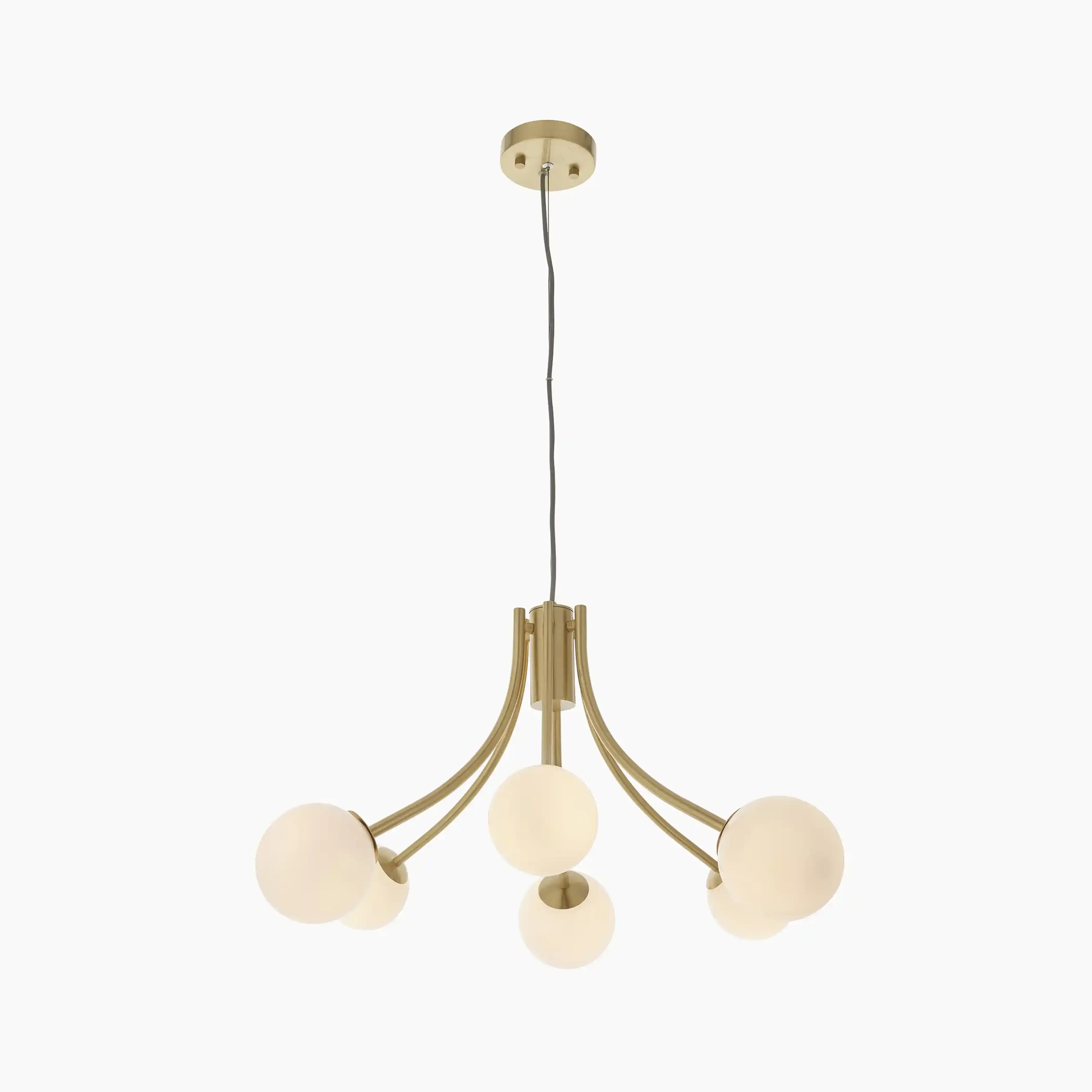 Bloom 6 Light Pendant Light | Opal & Brass - Image 4