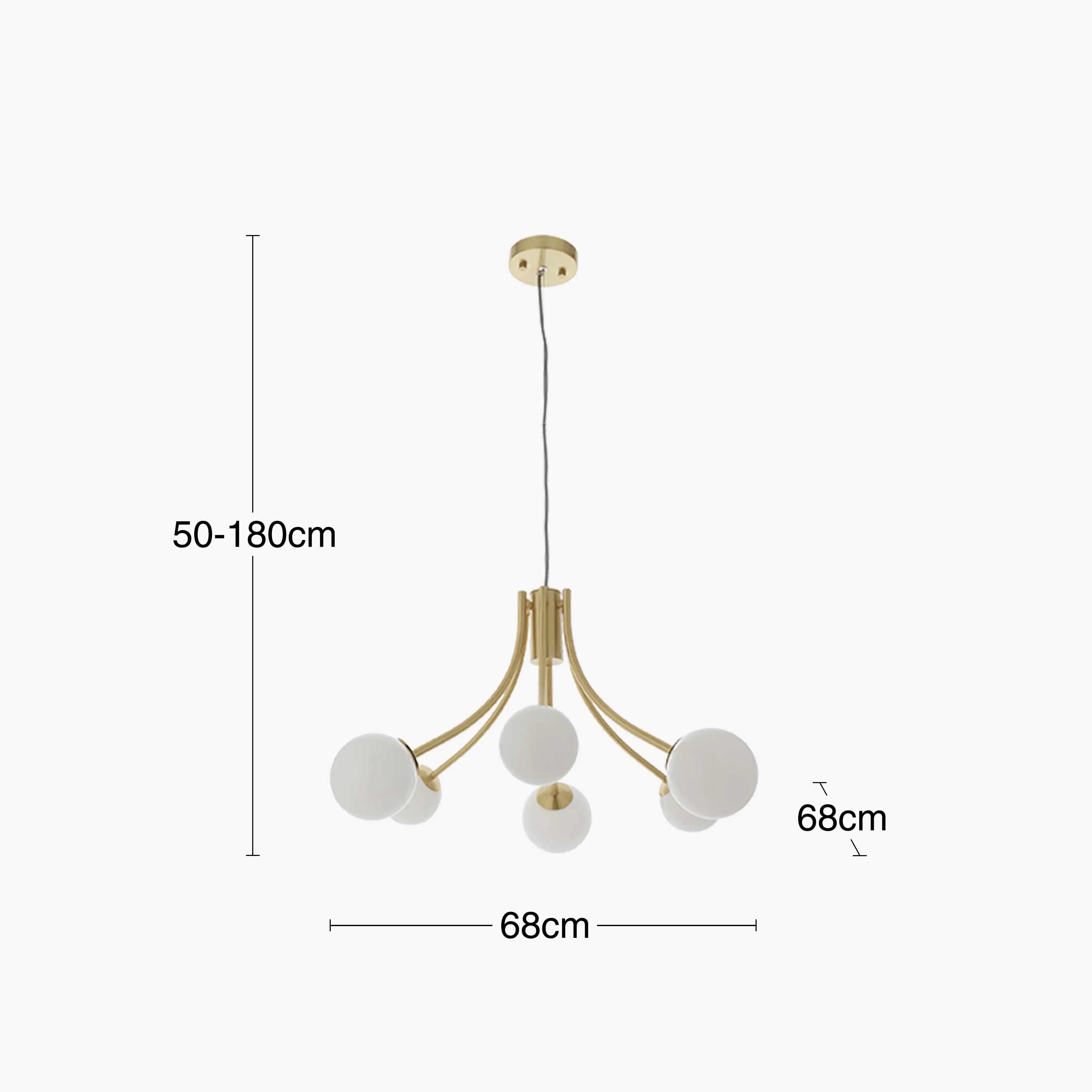 Bloom 6 Light Pendant Light | Opal & Brass - Image 8