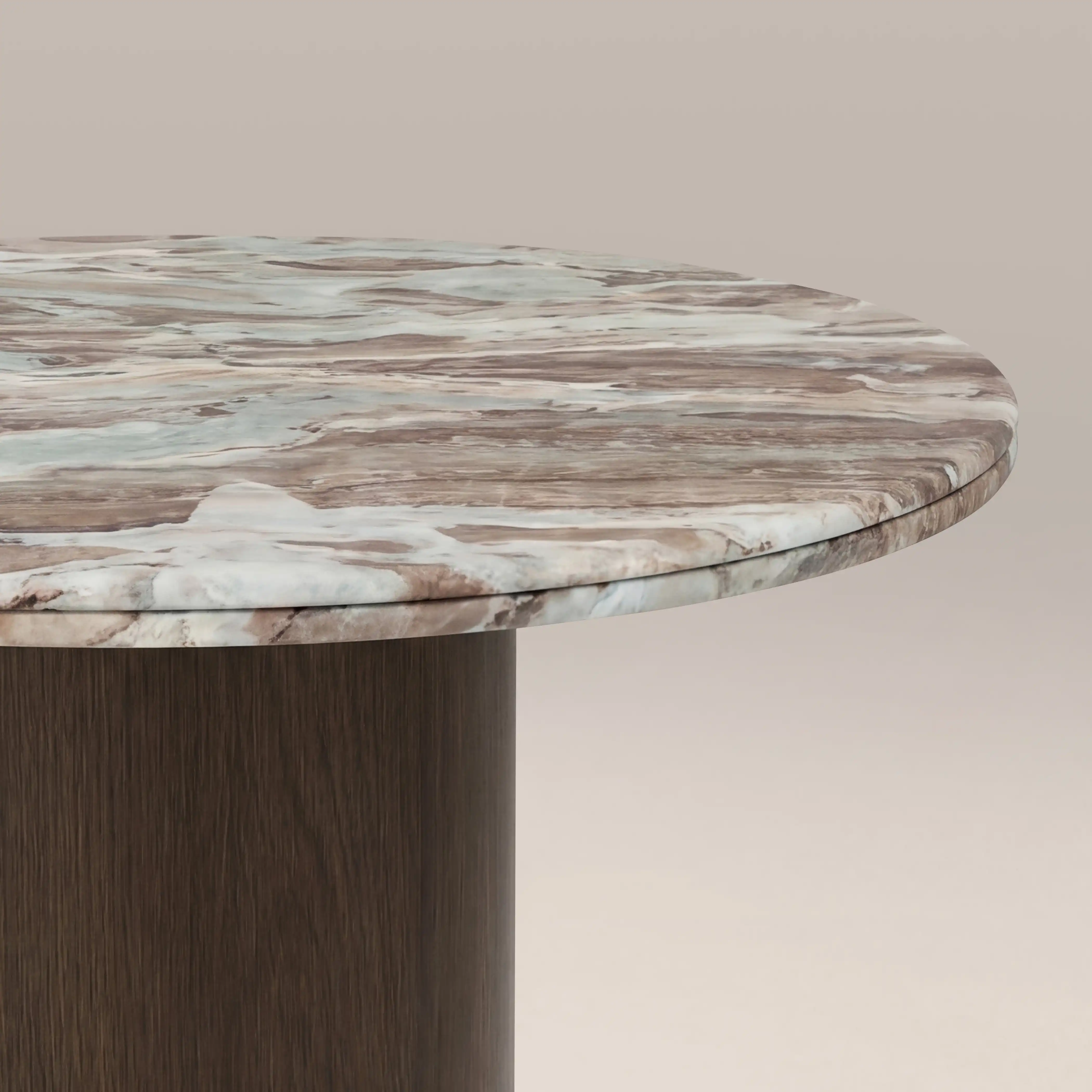 Bond 4 Seat Round Dining Table | French Riviera Marble & Walnut - Image 4