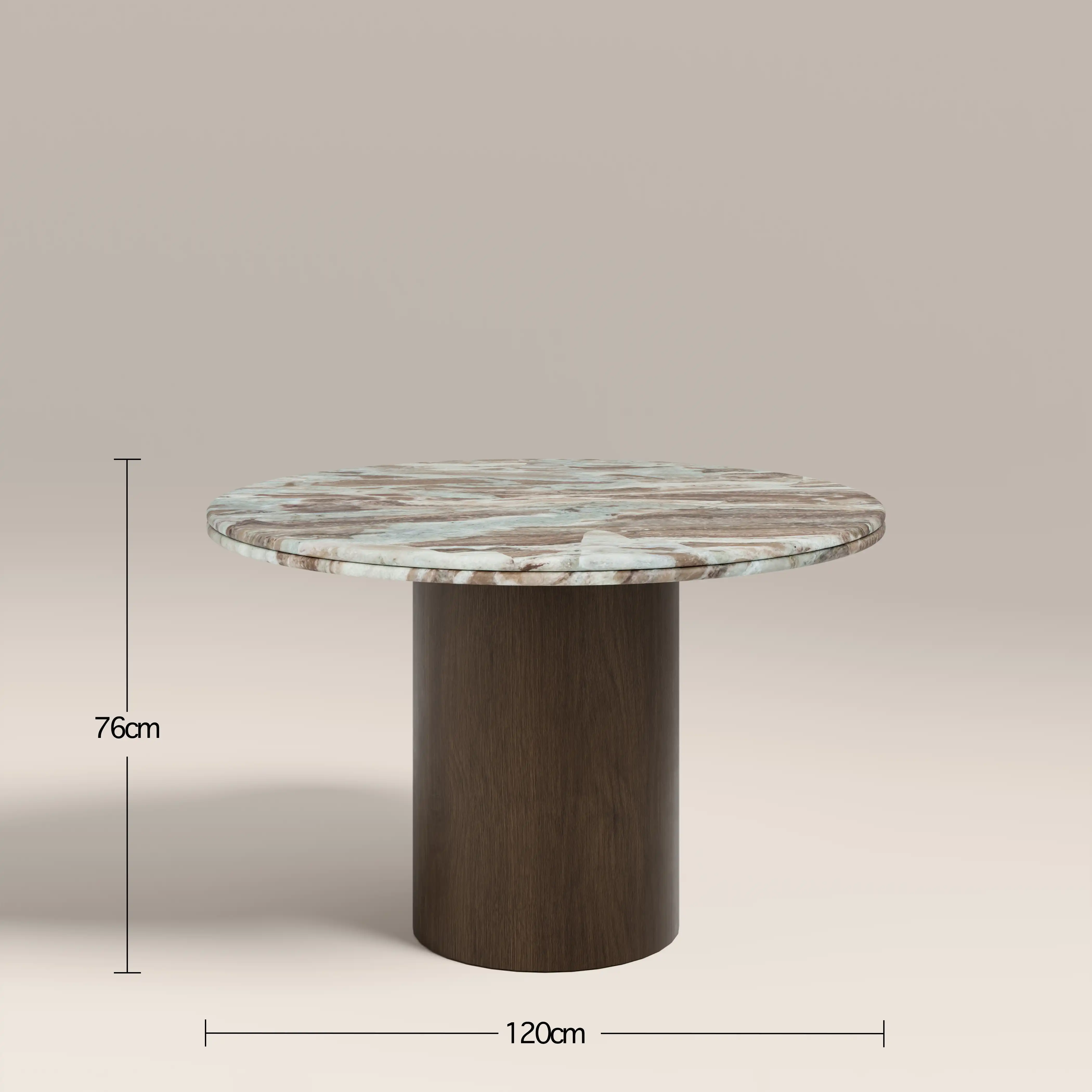 Bond 4 Seat Round Dining Table | French Riviera Marble & Walnut - Image 5