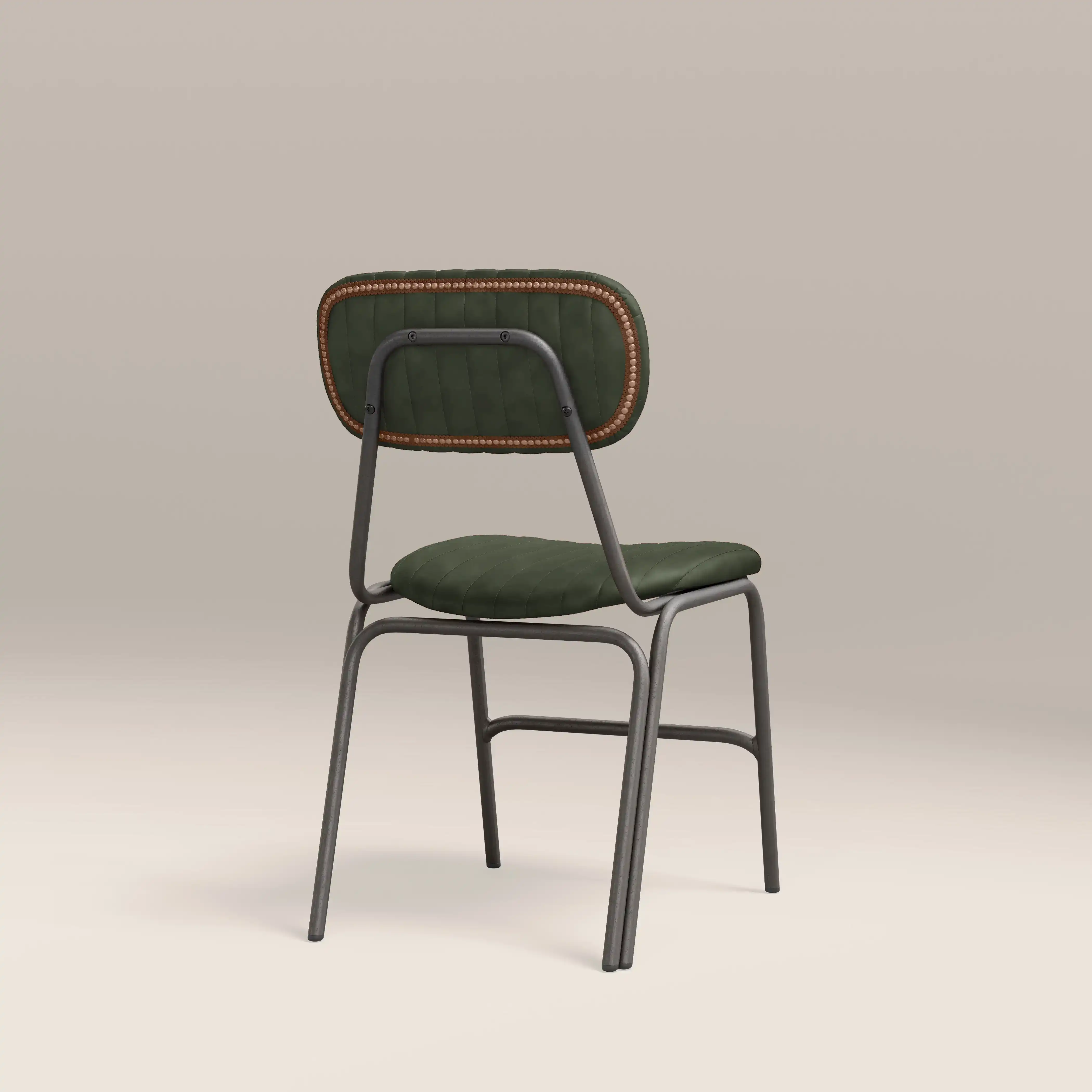 Boston Dining Chair | Dark Green Faux Leather & Gunmetal - Image 5