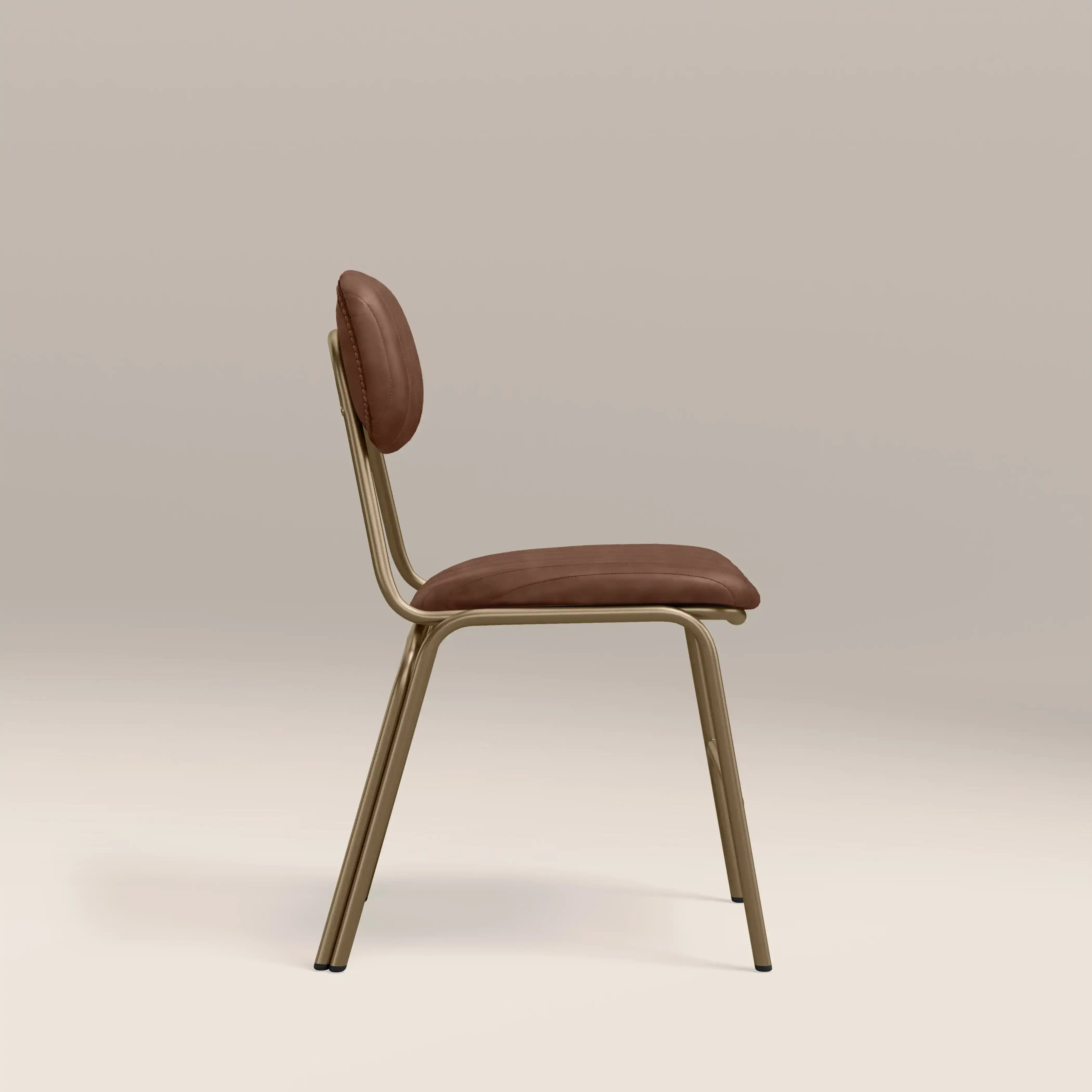 Boston Dining Chair | Vintage Tan Faux Leather & Brass - Image 3